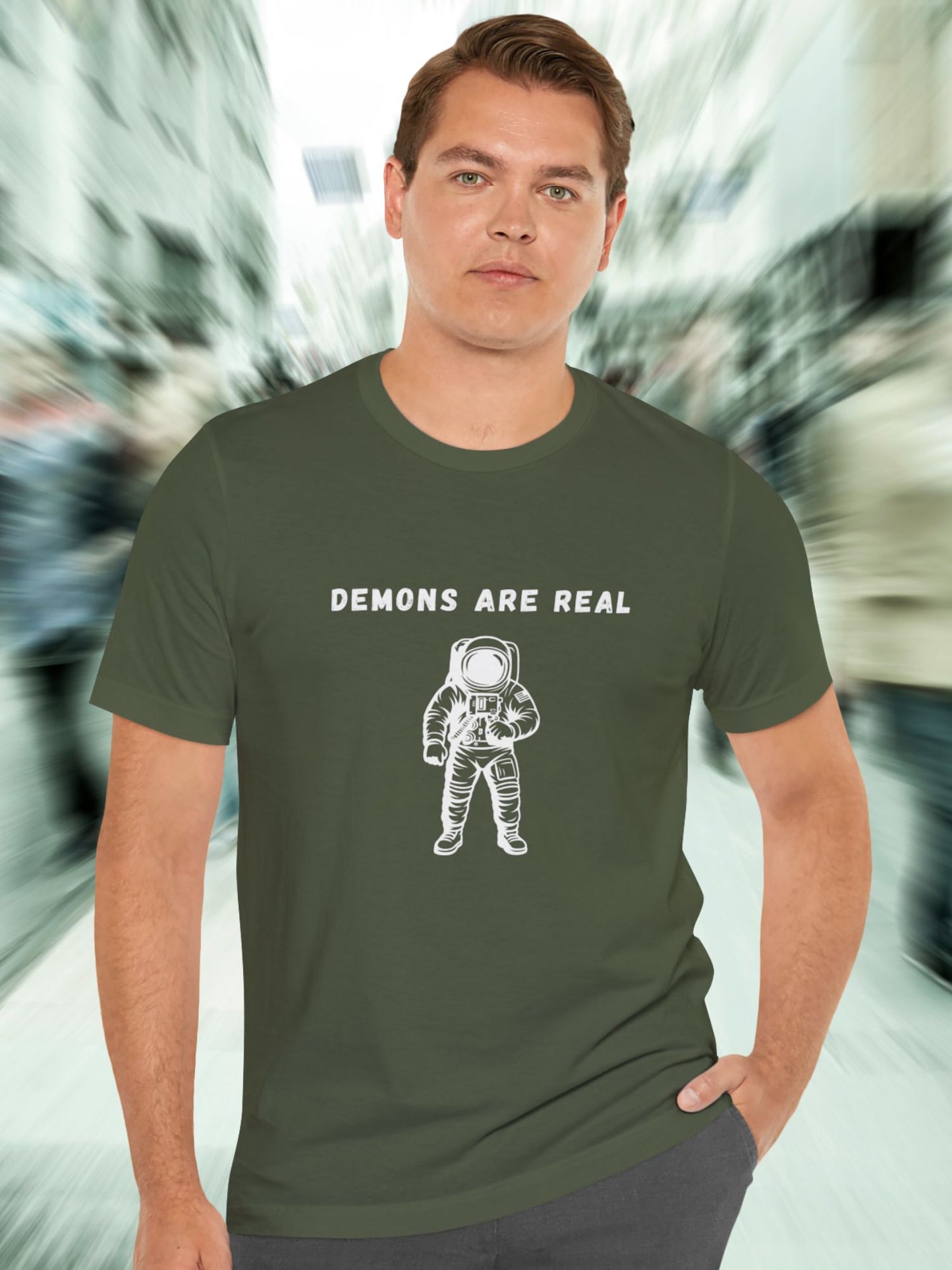 'Demons are Real' Astronaut Graphic Unisex T-Shirt, Flat Earth, Biblical Truth, Firmament, Jesus is the Truth, Space is a lie