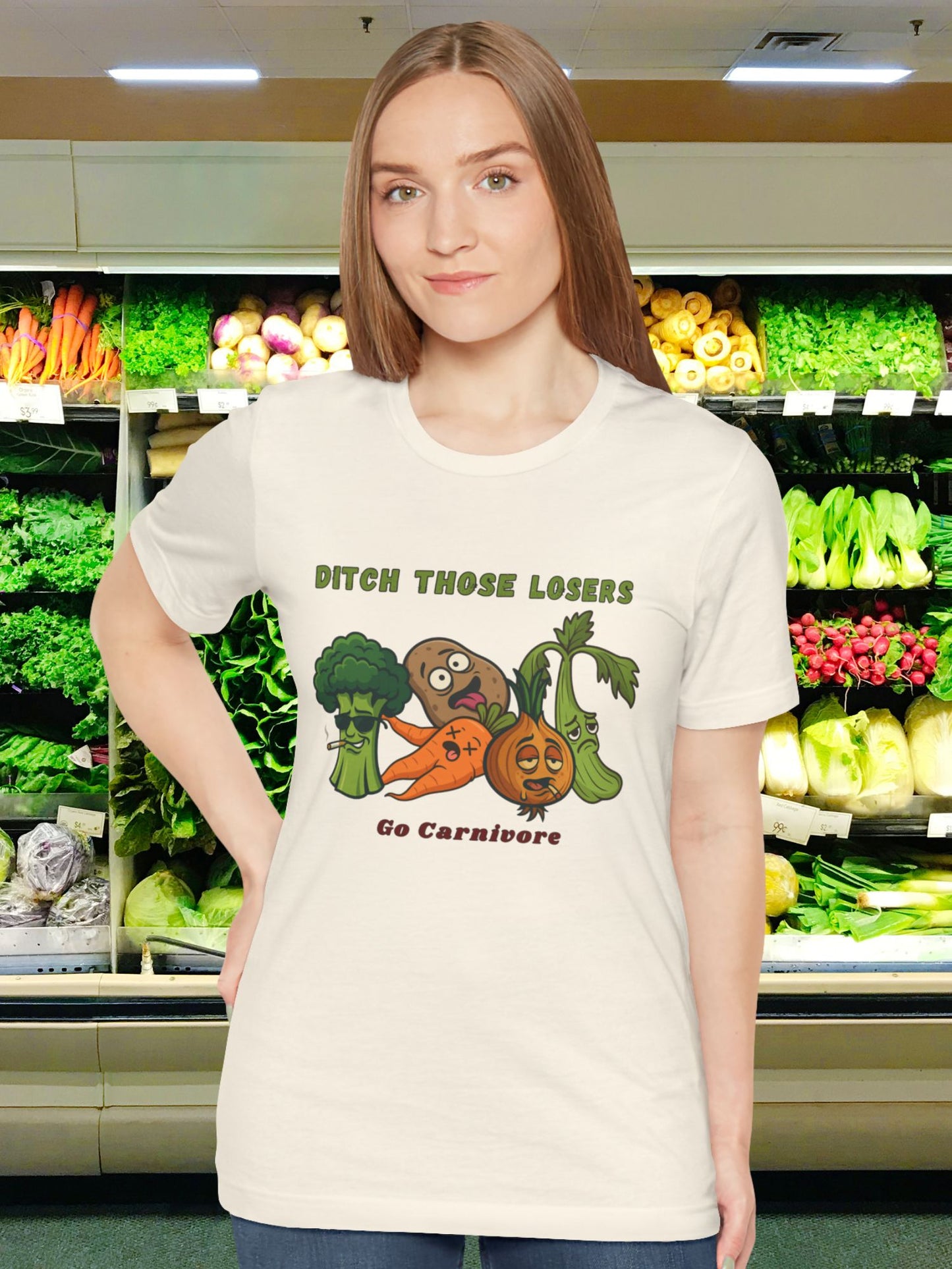 'Ditch Those Losers, Go Carnivore' Delinquent Vegetables Unisex T-Shirt, Carnivore Diet Apparel