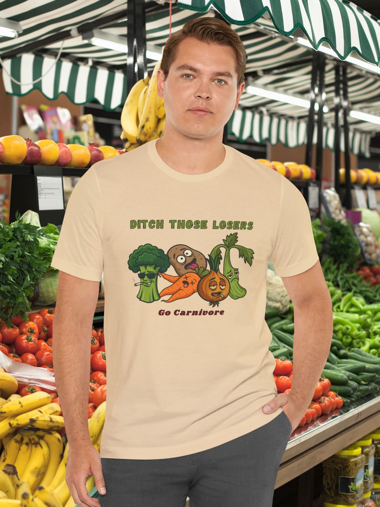 'Ditch Those Losers, Go Carnivore' Delinquent Vegetables Unisex T-Shirt, Carnivore Diet Apparel