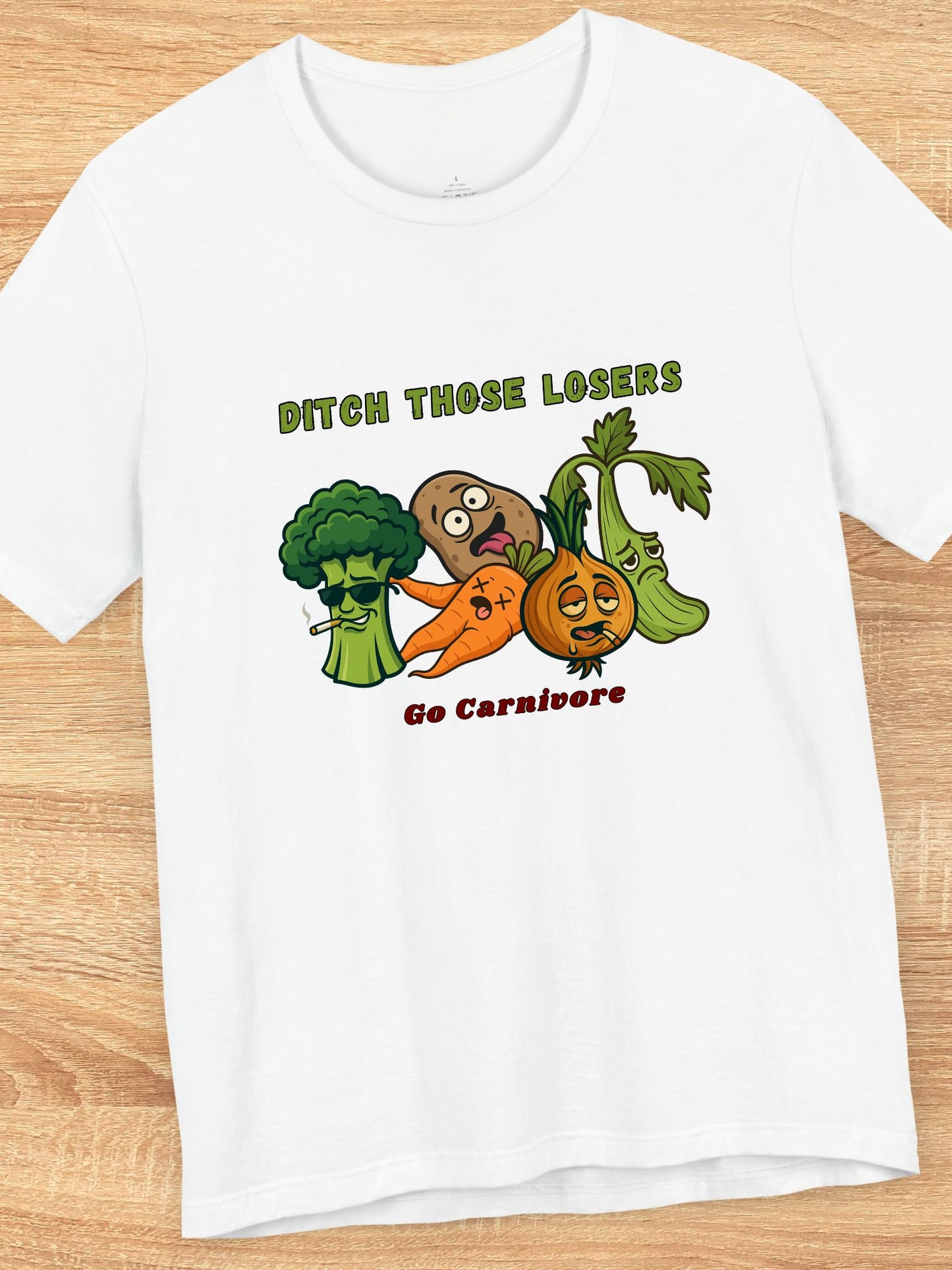 'Ditch Those Losers, Go Carnivore' Delinquent Vegetables Unisex T-Shirt, Carnivore Diet Apparel