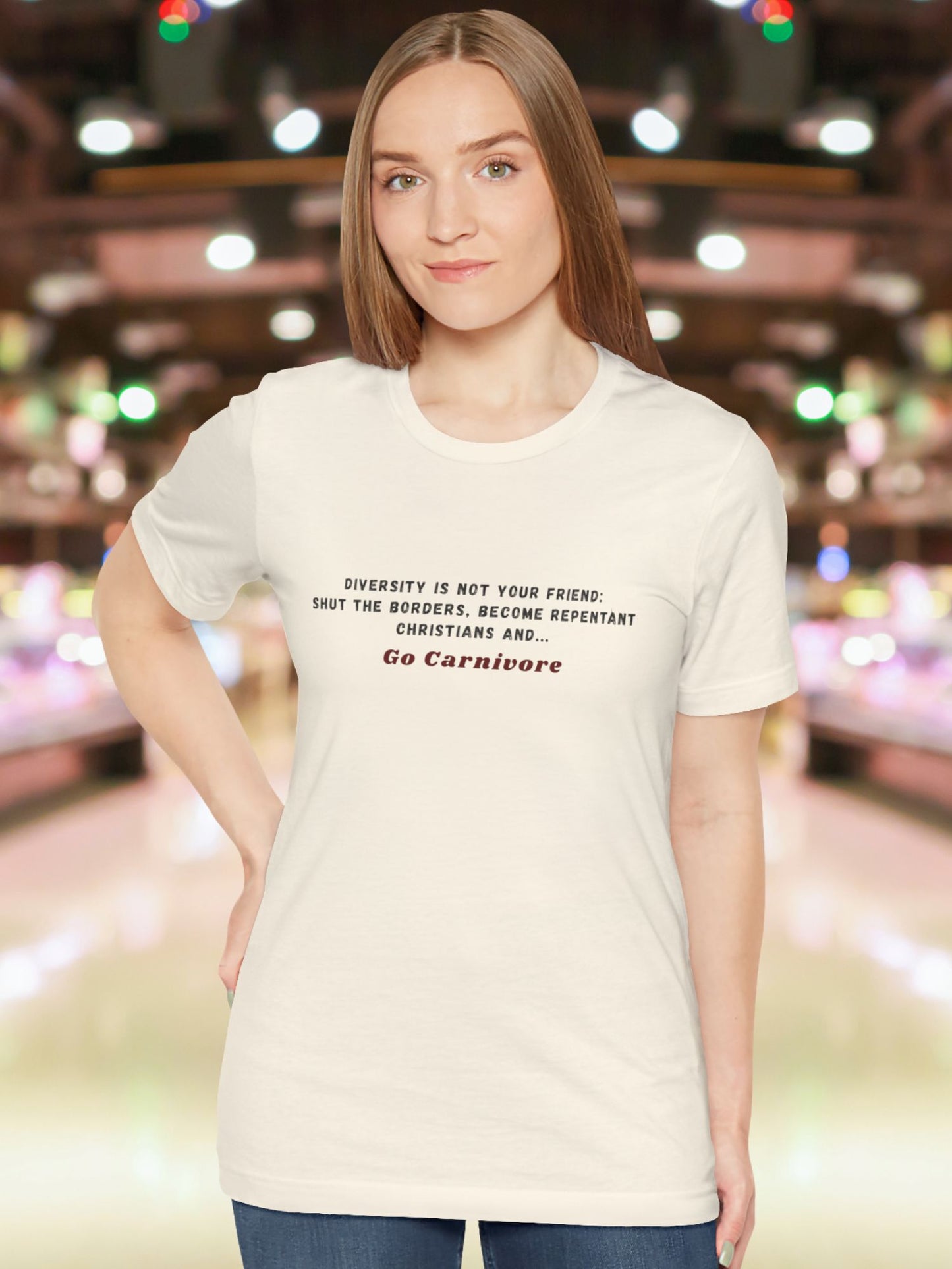 'Diversity is not your friend: Shut the borders, become repentant Christians and... Go Carnivore' Unisex T-Shirt, Christian Apparel, Carnivore Diet, Health and Wellness