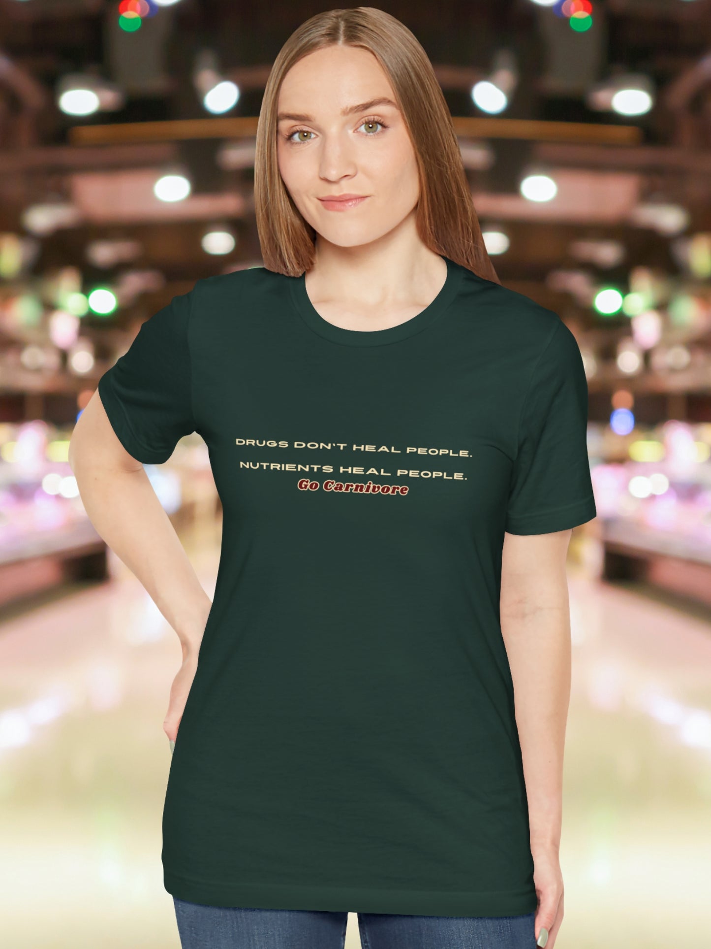 'Drugs don't heal people. Nutrients heal people. Go Carnivore' Unisex T-Shirt, Carnivore Diet Apparel, Health and Wellness