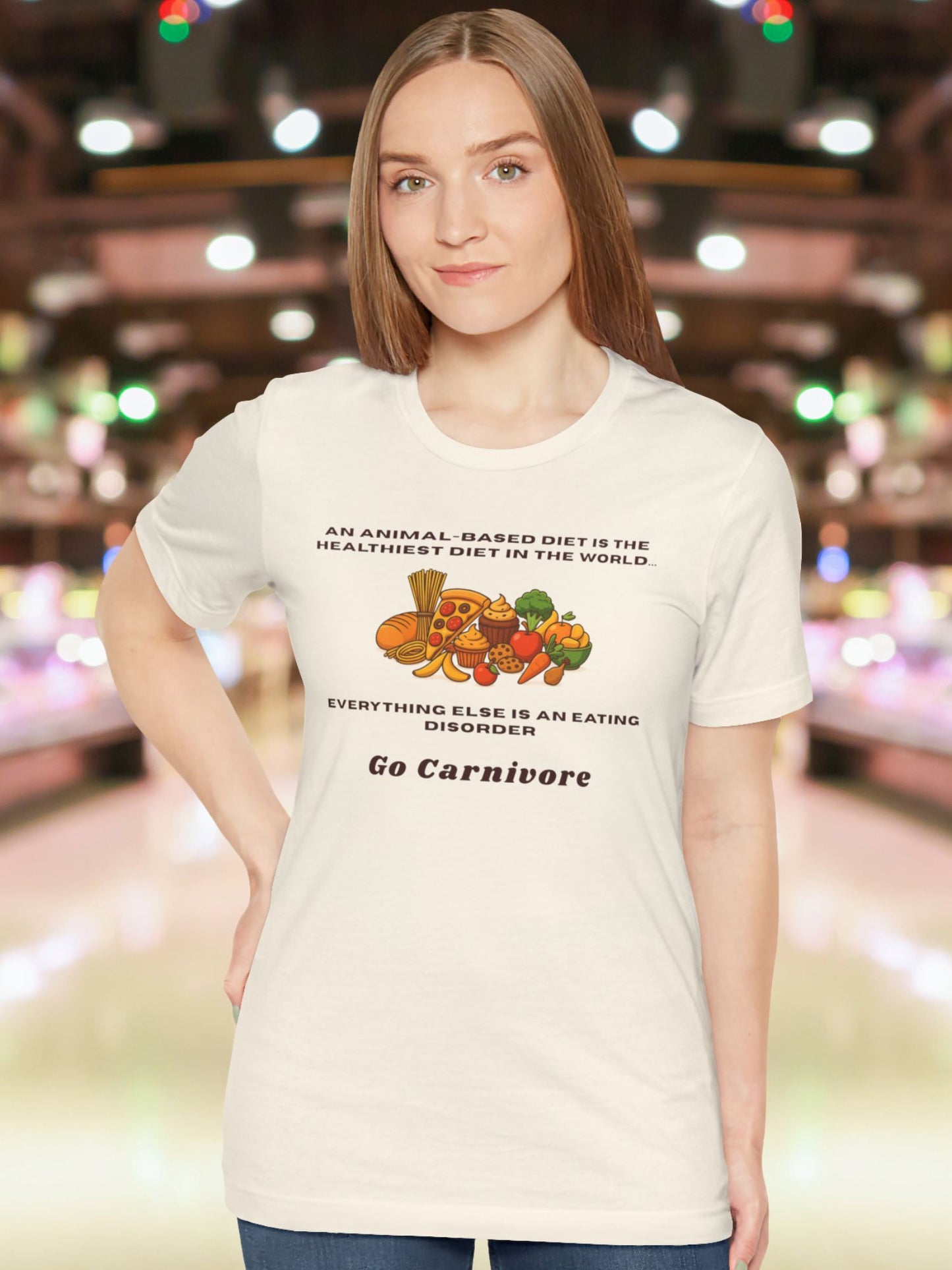 '...Everything Else is an Eating Disorder, Go Carnivore' Carbohydrate Foods Graphic Unisex T-Shirt, Carnivore Diet Apparel, Health and Wellness Tee