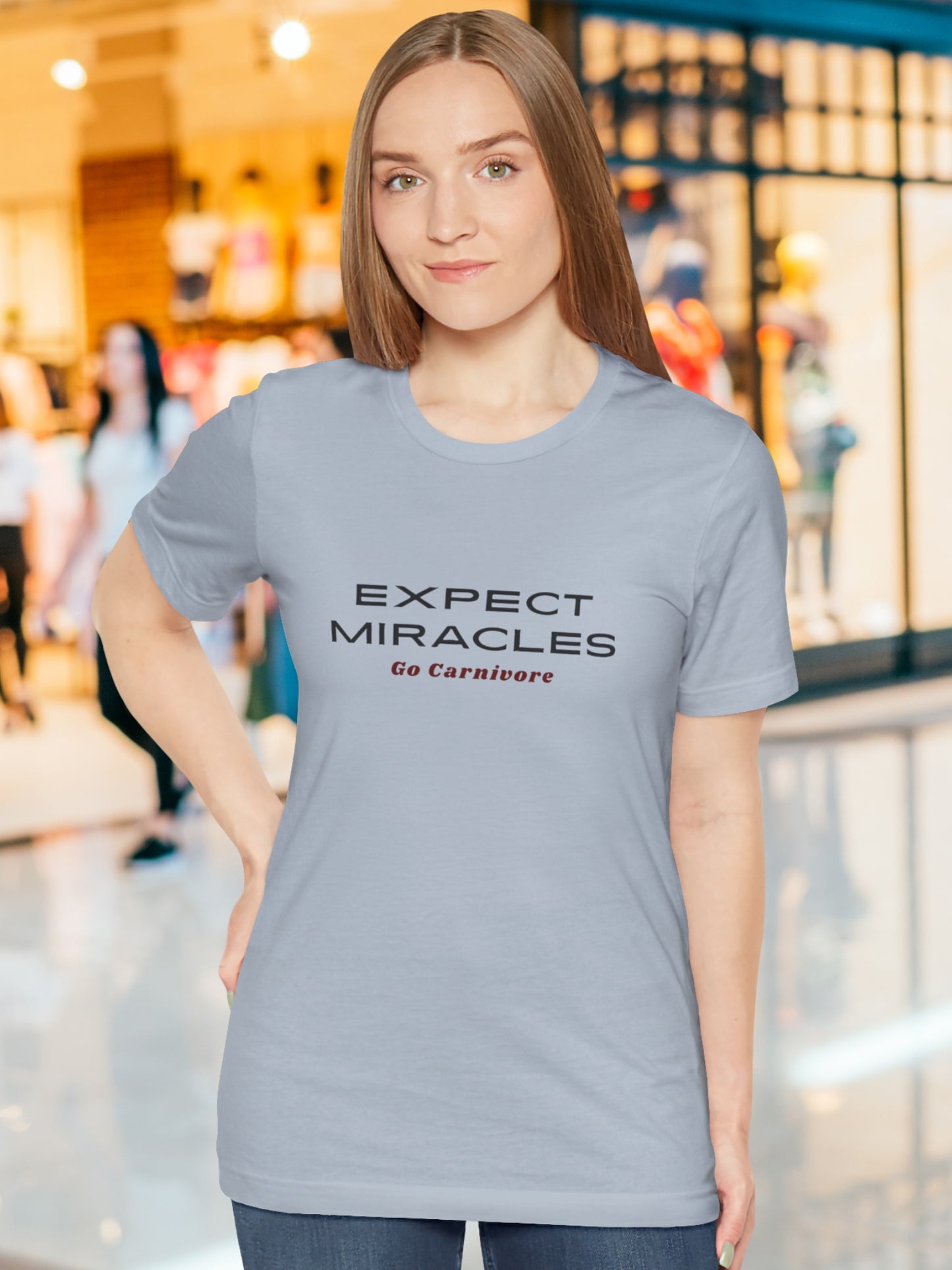 'EXPECT MIRACLES, Go Carnivore' Unisex T-Shirt, Carnivore Diet Apparel, Health and Wellness