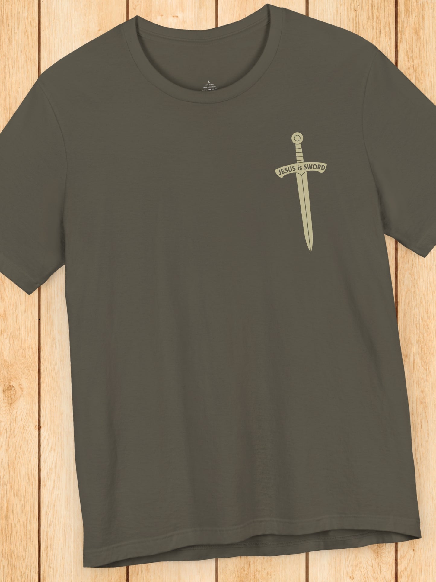 '... work out your salvation with fear and trembling, Philippians 2:12, JESUS is SWORD' Sword Graphic Unisex T-Shirt, Christian Apparel, Jesus Tee, Bible Verse