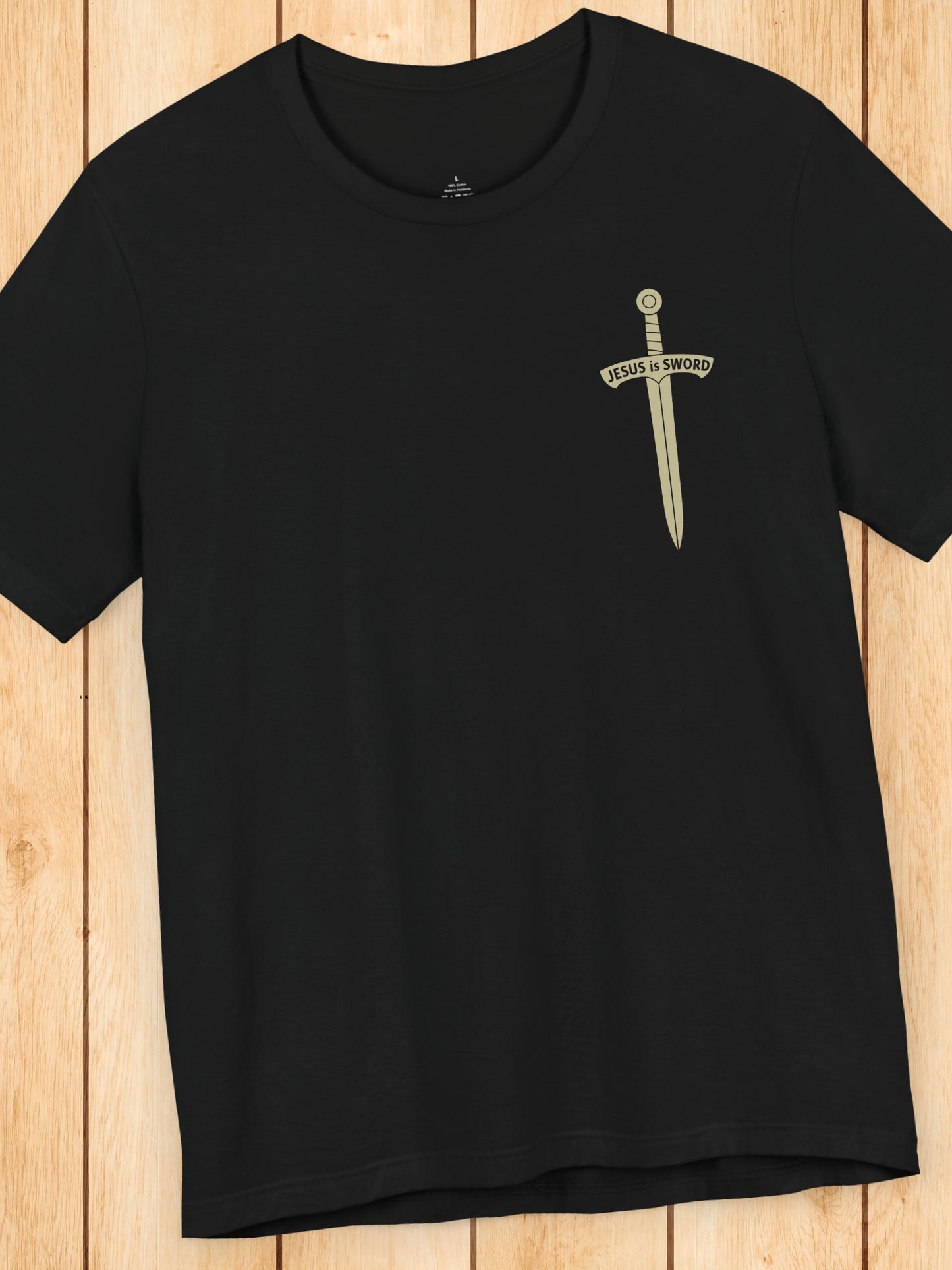 '... work out your salvation with fear and trembling, Philippians 2:12, JESUS is SWORD' Sword Graphic Unisex T-Shirt, Christian Apparel, Jesus Tee, Bible Verse