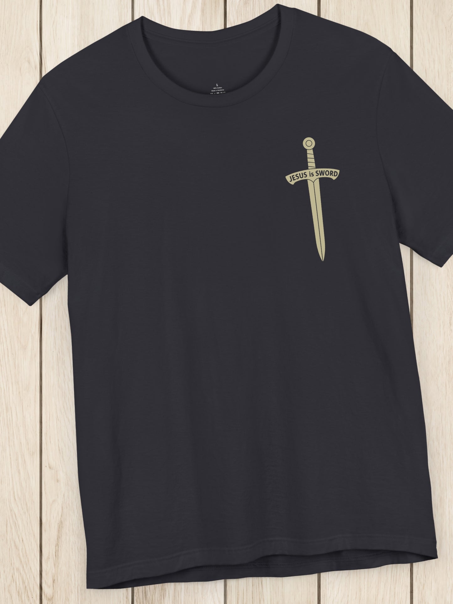 '... work out your salvation with fear and trembling, Philippians 2:12, JESUS is SWORD' Sword Graphic Unisex T-Shirt, Christian Apparel, Jesus Tee, Bible Verse