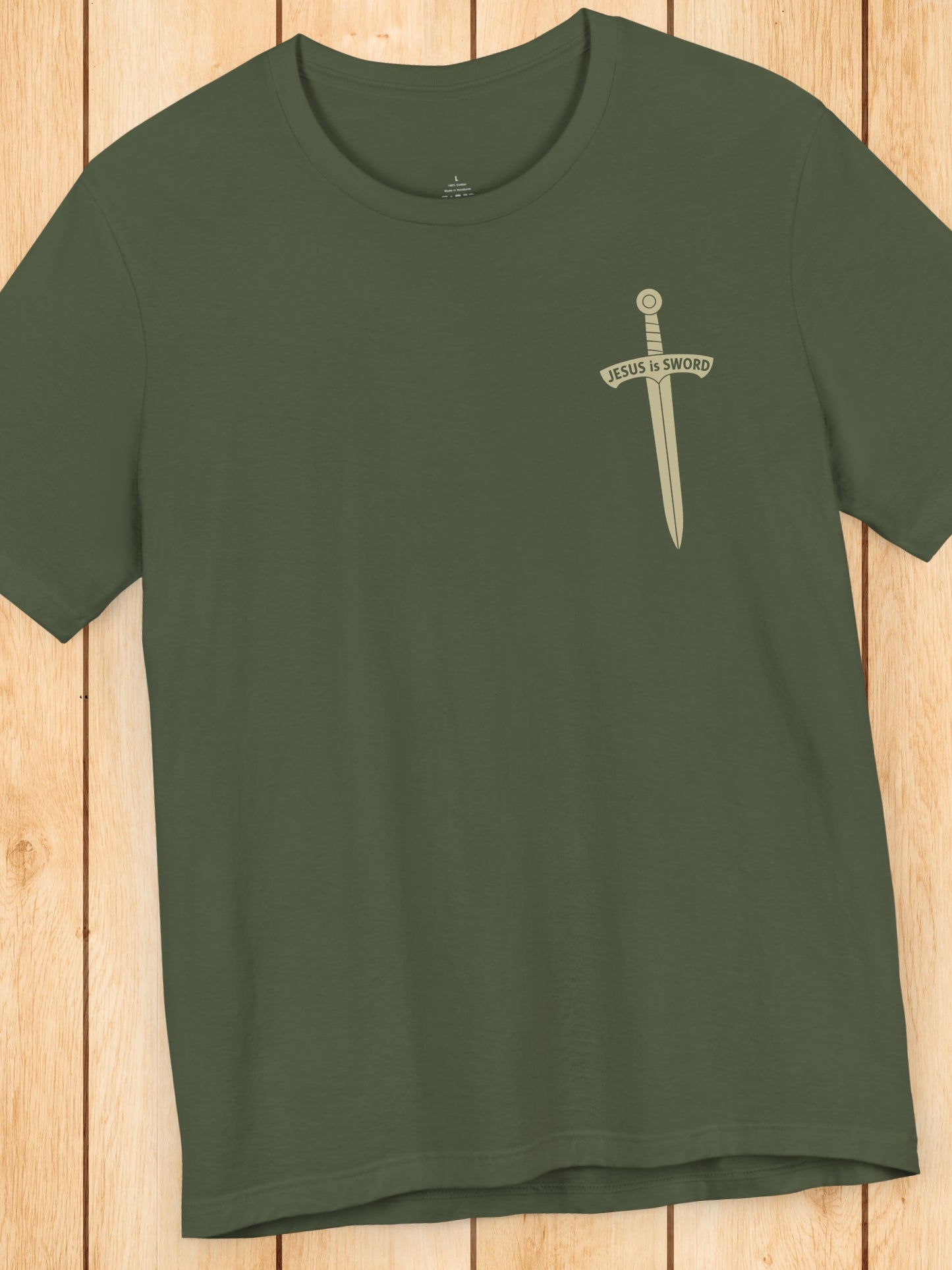 '... work out your salvation with fear and trembling, Philippians 2:12, JESUS is SWORD' Sword Graphic Unisex T-Shirt, Christian Apparel, Jesus Tee, Bible Verse