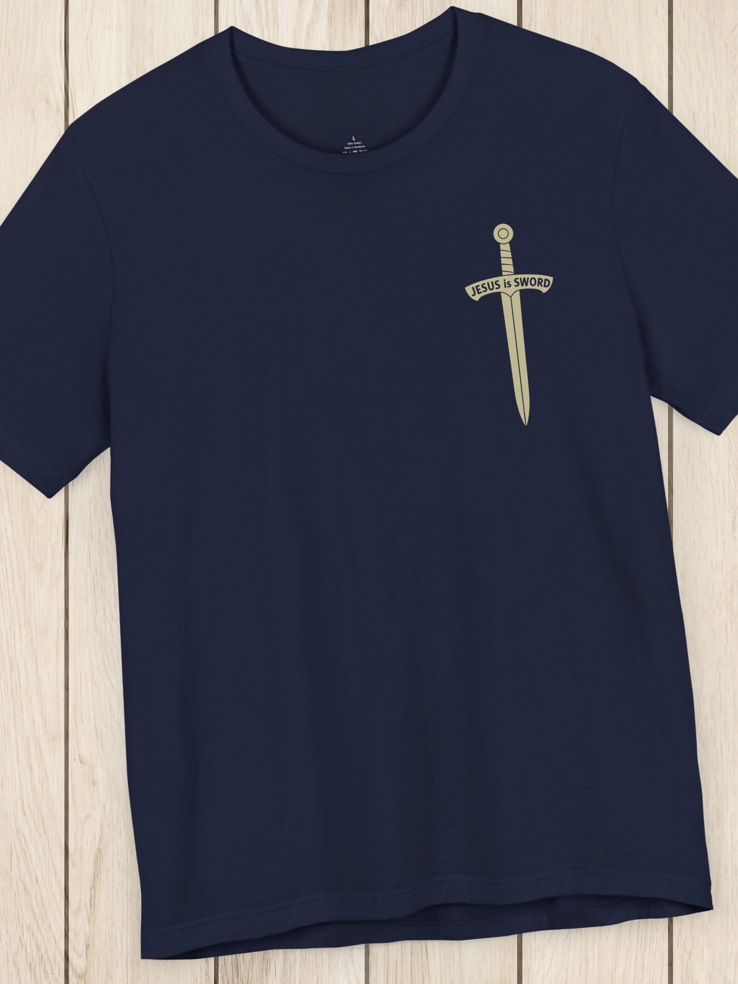 '... work out your salvation with fear and trembling, Philippians 2:12, JESUS is SWORD' Sword Graphic Unisex T-Shirt, Christian Apparel, Jesus Tee, Bible Verse