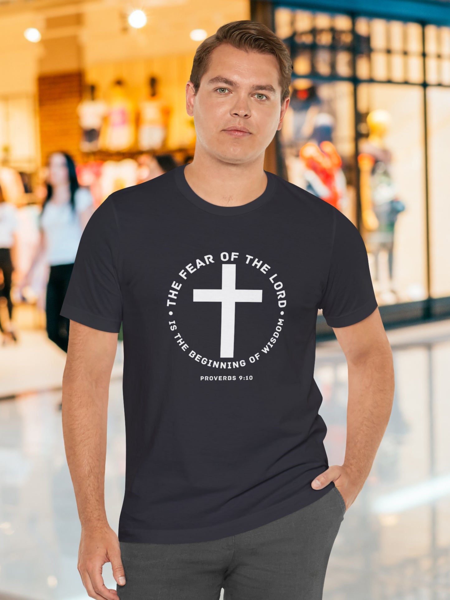 'The Fear of the Lord...' Cross Graphic Unisex T-Shirt, Bible Verse Tee, Jesus Shirt, Proverbs 9:10