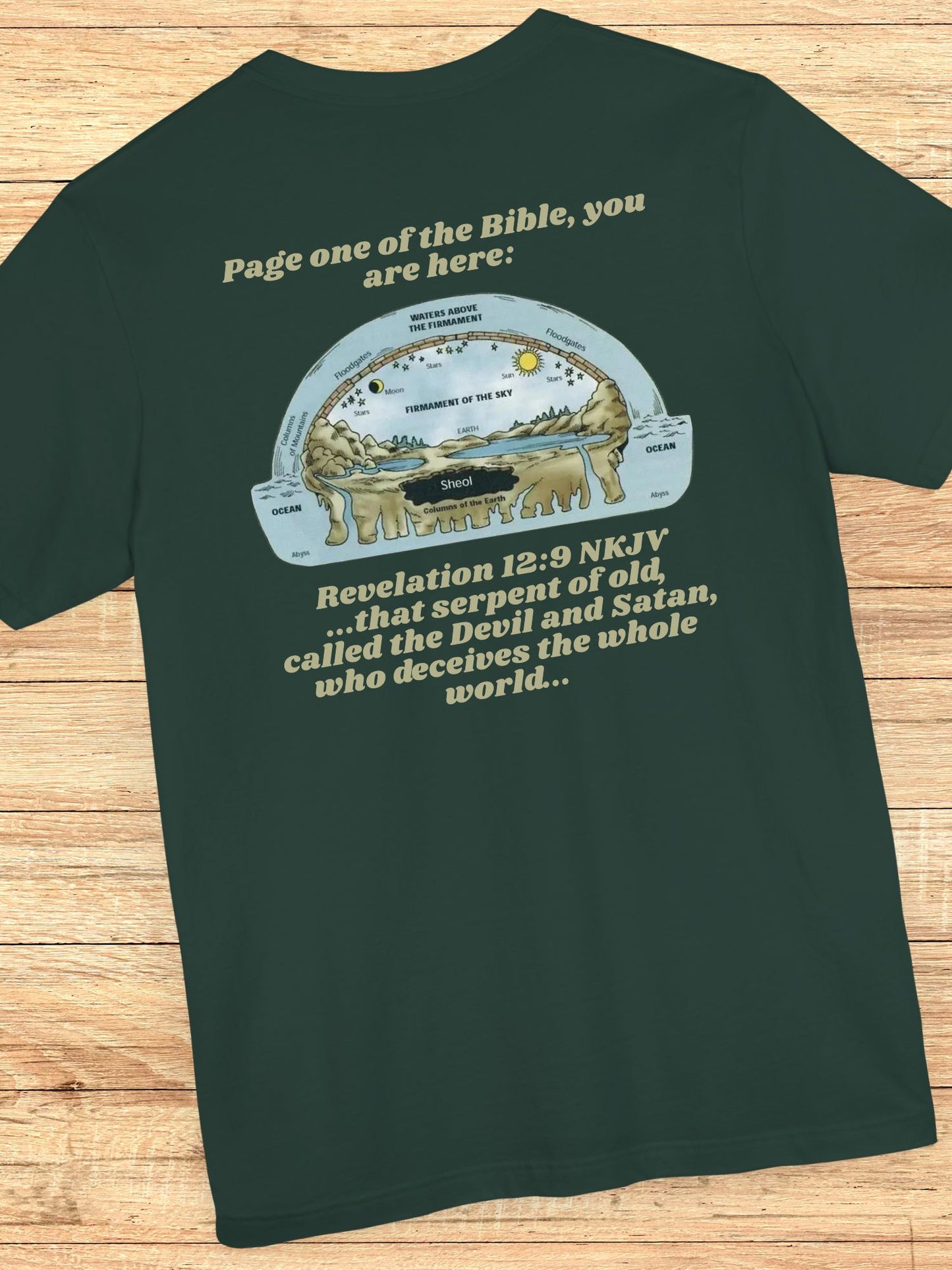 'Page One of the Bible, You are Here' Flat Earth Graphic Unisex T-Shirt, Bible Verse Tee, Christian Apparel