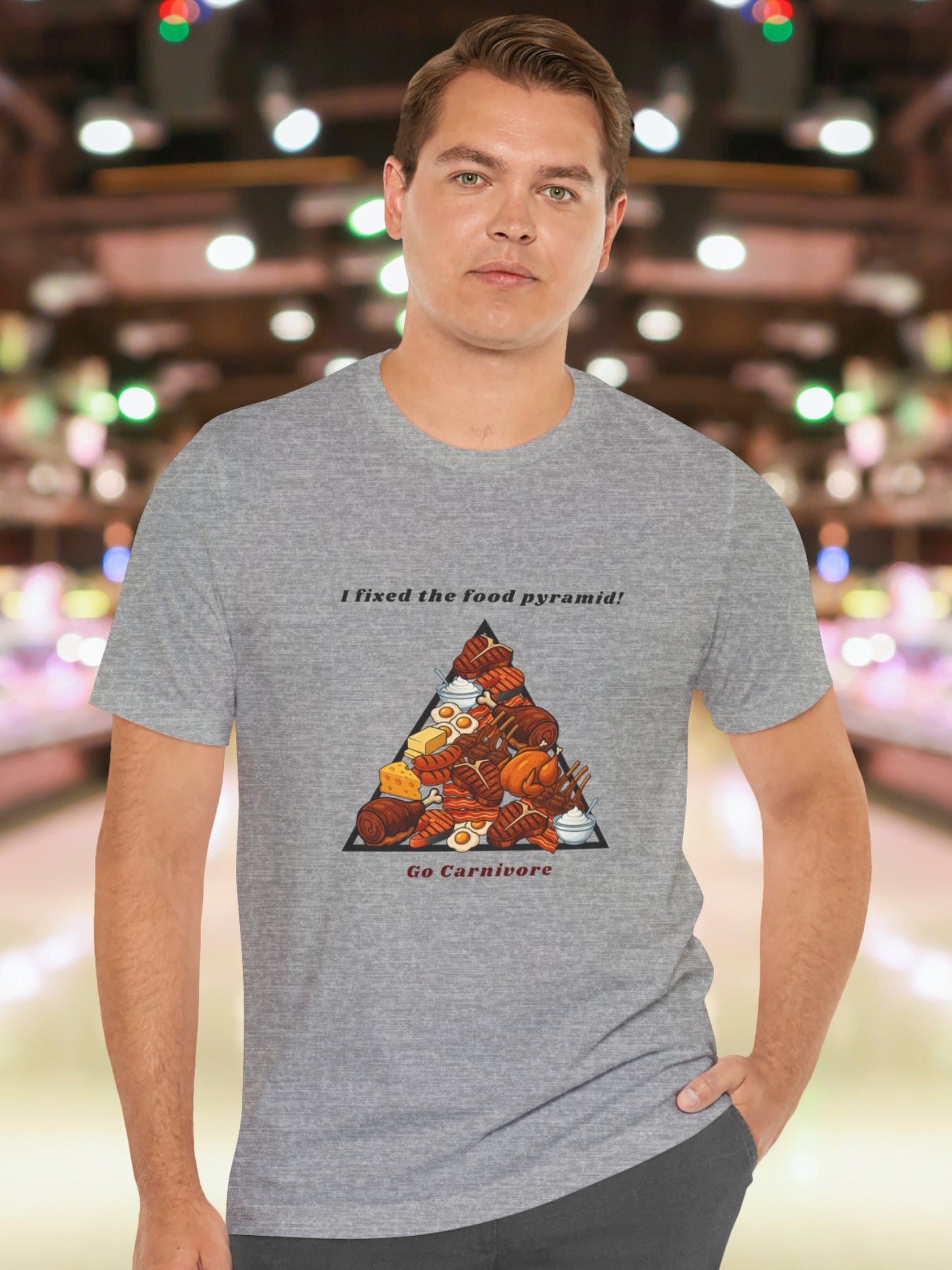 'I fixed the food pyramid! Go Carnivore' Carnivore Food Pyramid Graphic Unisex T-Shirt, Carnivore Diet Apparel, Health and Wellness