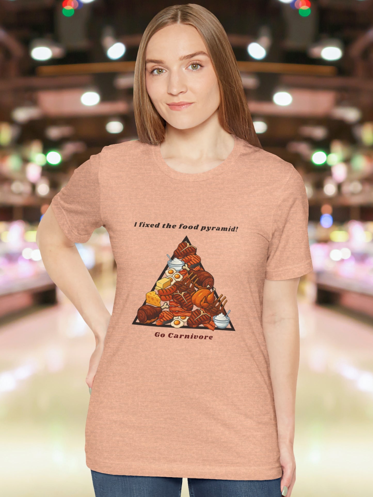 'I fixed the food pyramid! Go Carnivore' Carnivore Food Pyramid Graphic Unisex T-Shirt, Carnivore Diet Apparel, Health and Wellness