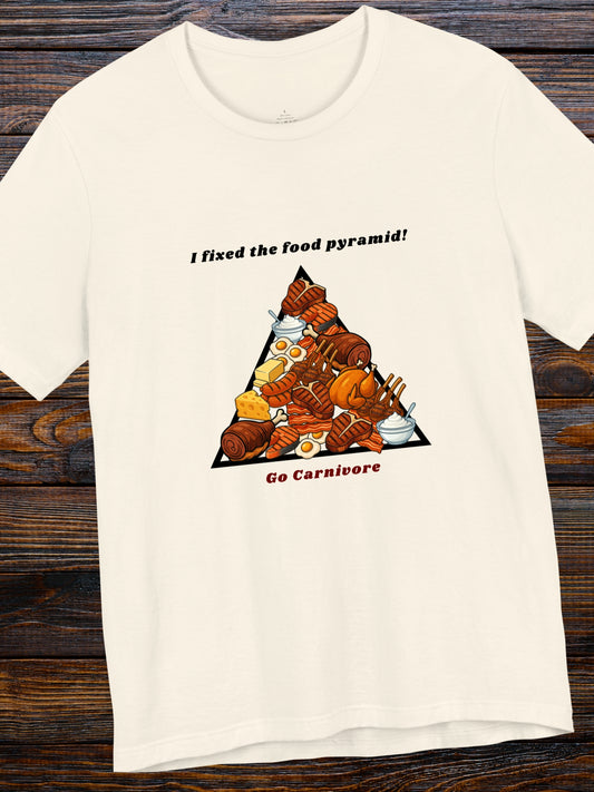 'I fixed the food pyramid! Go Carnivore' Carnivore Food Pyramid Graphic Unisex T-Shirt, Carnivore Diet Apparel, Health and Wellness