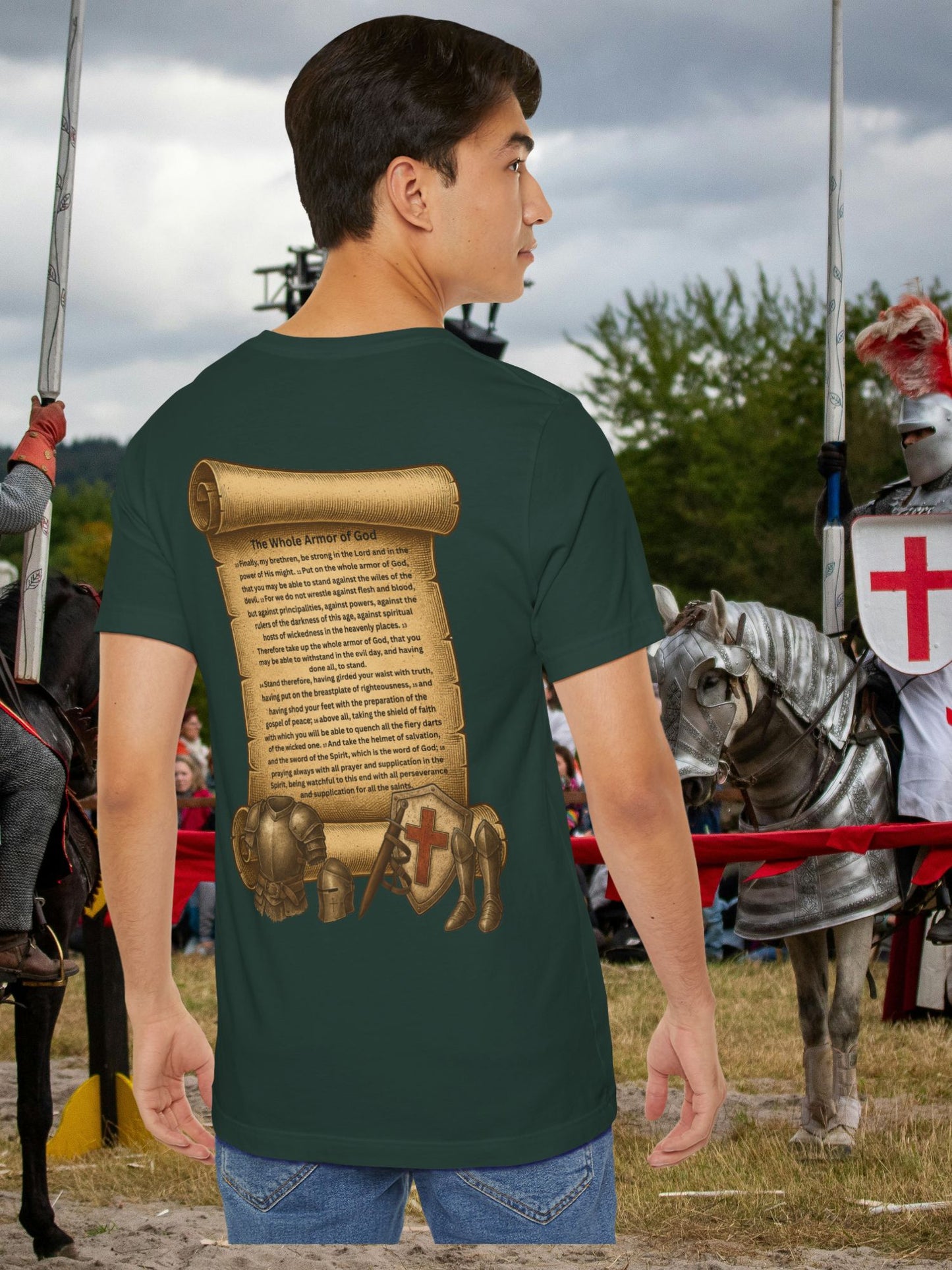 'The Whole Armour of God' Scroll with Armour Graphic Unisex T-Shirt, Christian Apparel