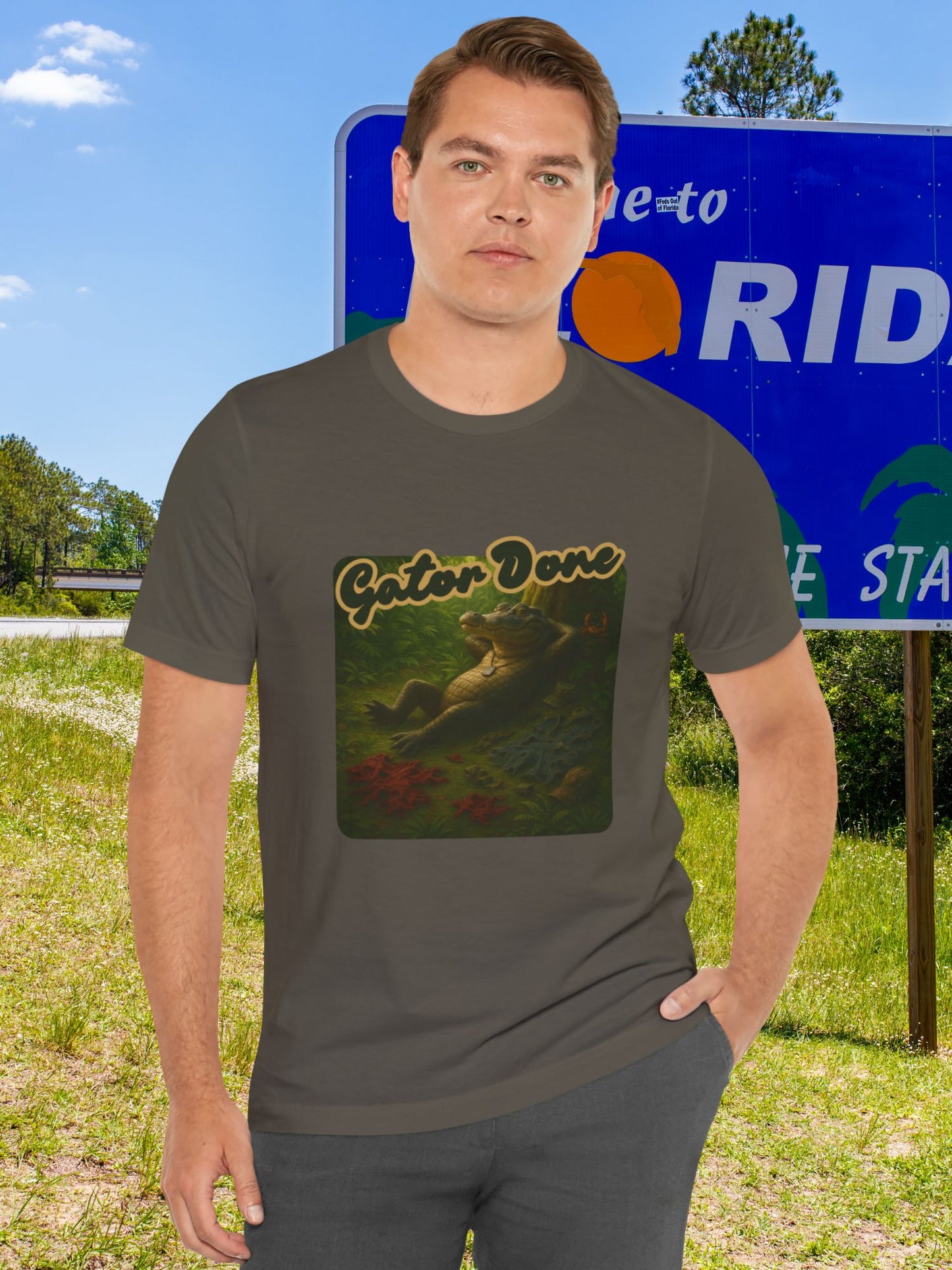 'Gator Done' Full Gator Relaxing Graphic Unisex T-Shirt, Florida Lovers, Summer Vibes, Alligator Lovers