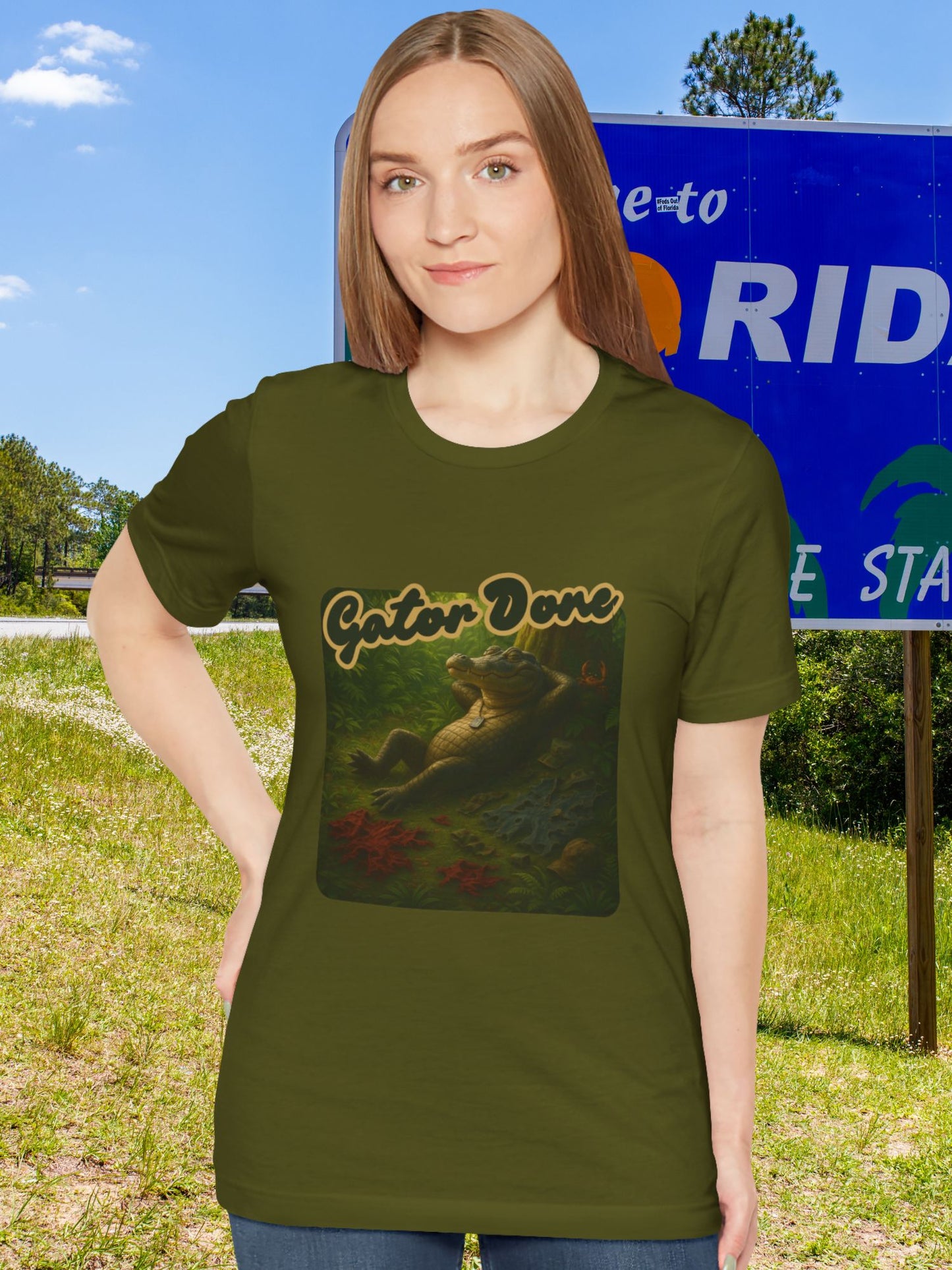 'Gator Done' Full Gator Relaxing Graphic Unisex T-Shirt, Florida Lovers, Summer Vibes, Alligator Lovers
