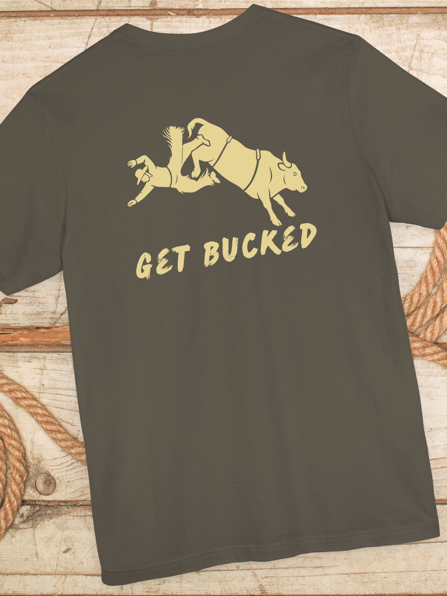'Get Bucked' Unisex Jersey Tee, Rodeo Apparel, Western Humor T-Shirt