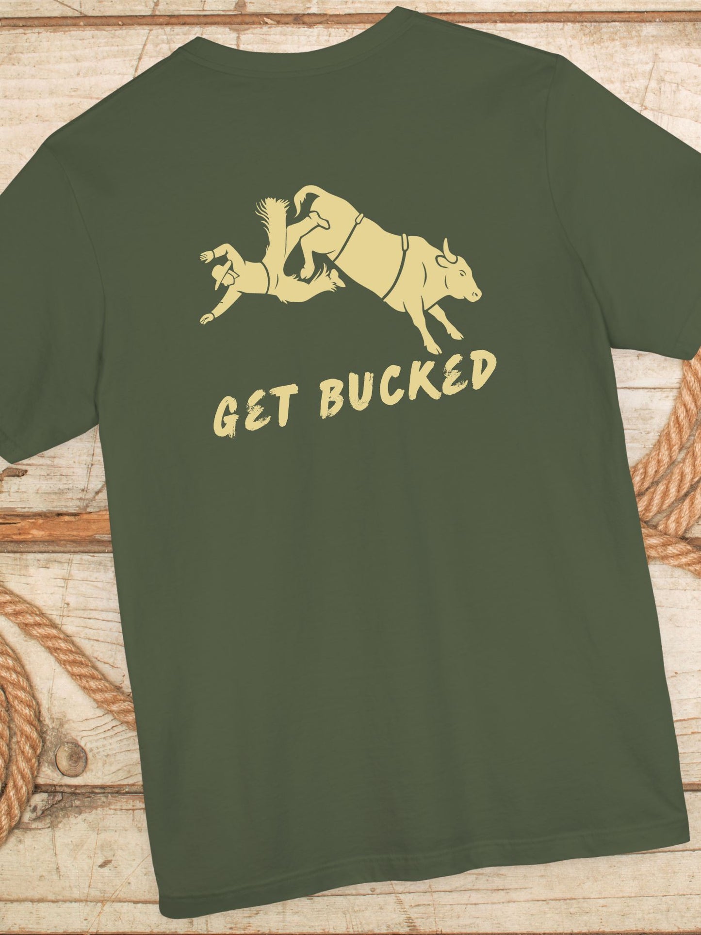'Get Bucked' Unisex Jersey Tee, Rodeo Apparel, Western Humor T-Shirt