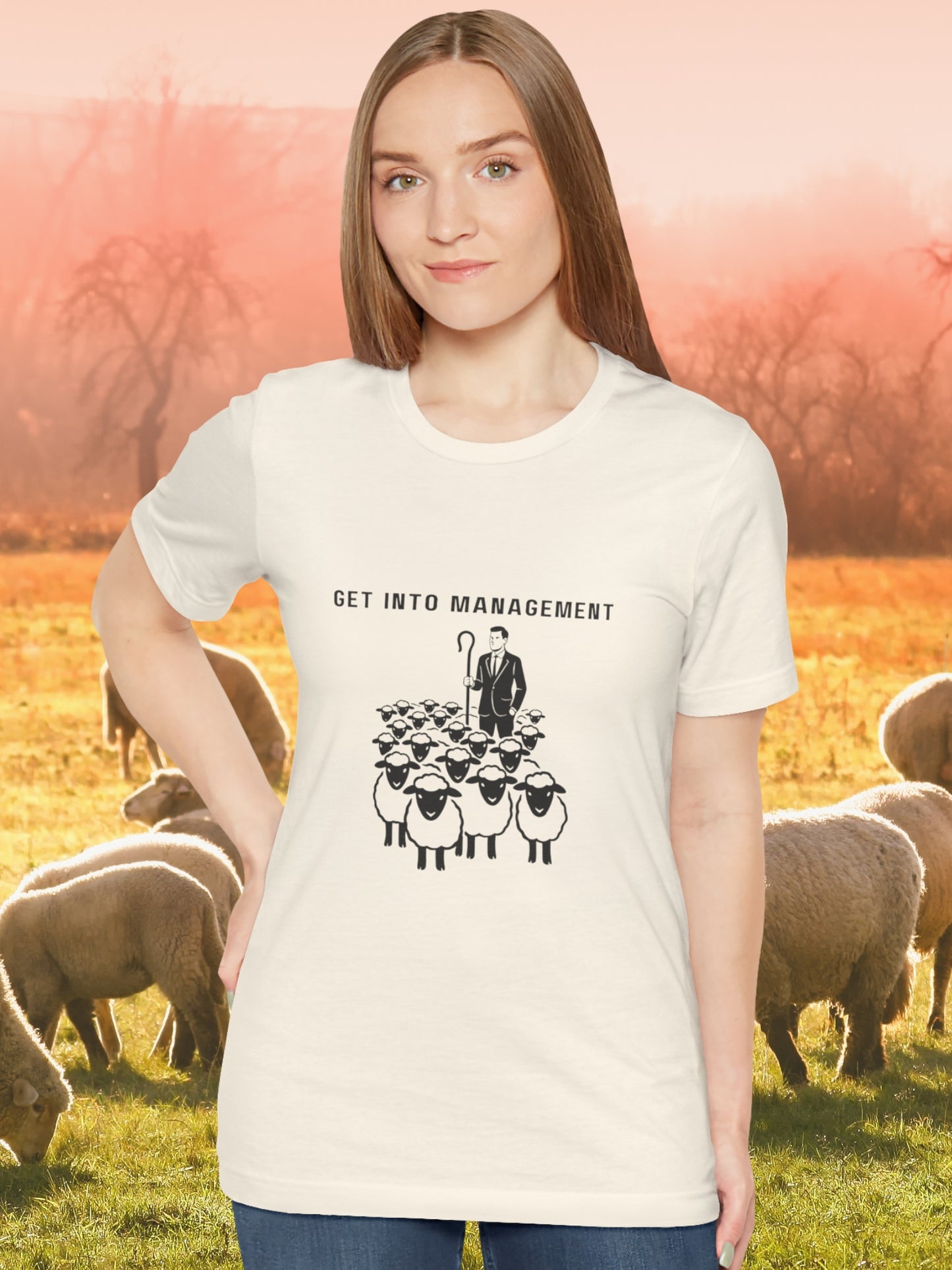 'Get into Management' Businessman Shephard Graphic Unisex T-Shirt, Livestock Management Tee, Farming, Herdsmen, Lifestyle Change