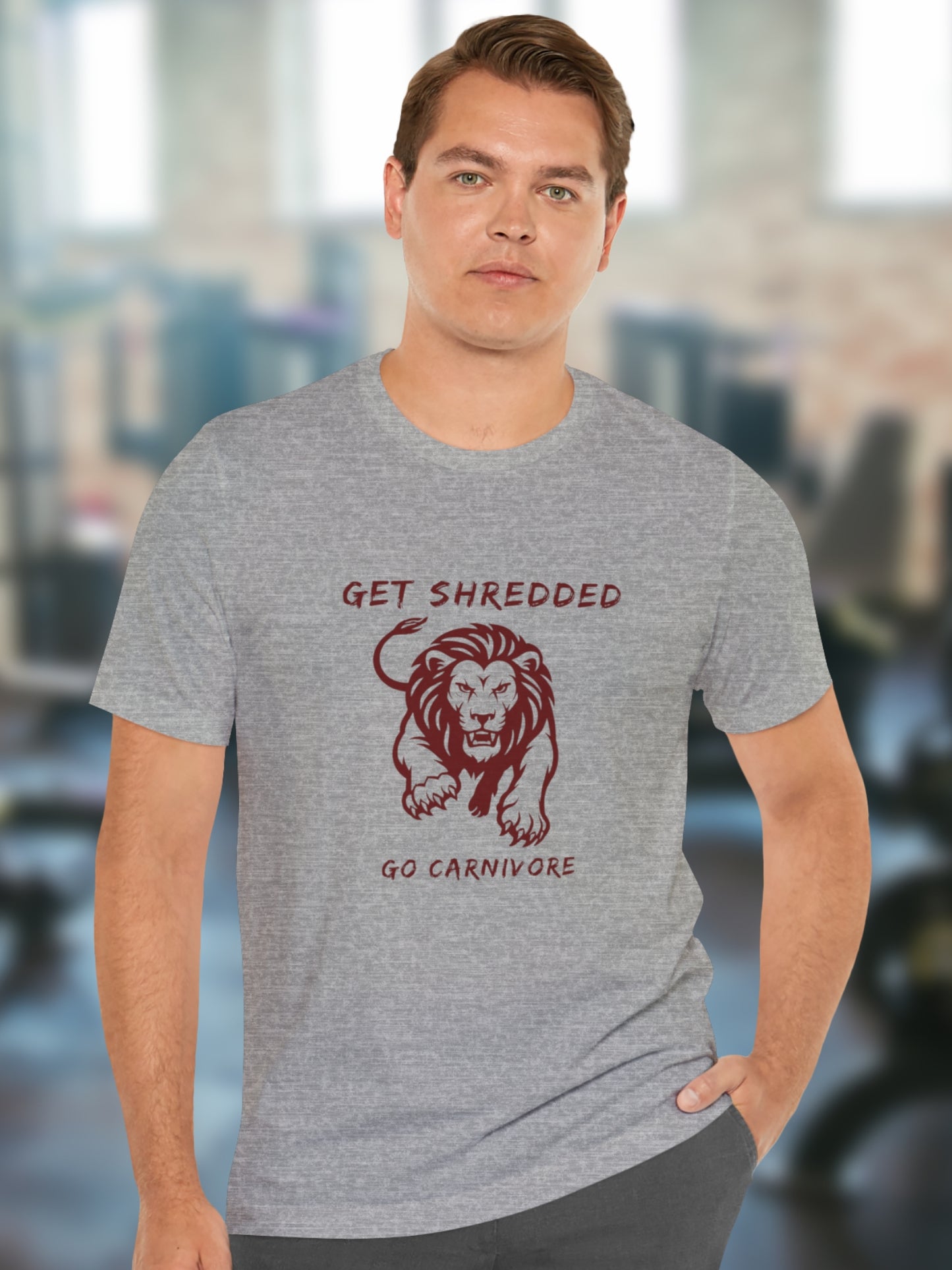 'Get Shredded, Go Carnivore' Lion Graphic Unisex T-Shirt, Carnivore Diet Apparel, Health and Wellness, Athletic Performance, Lion Diet