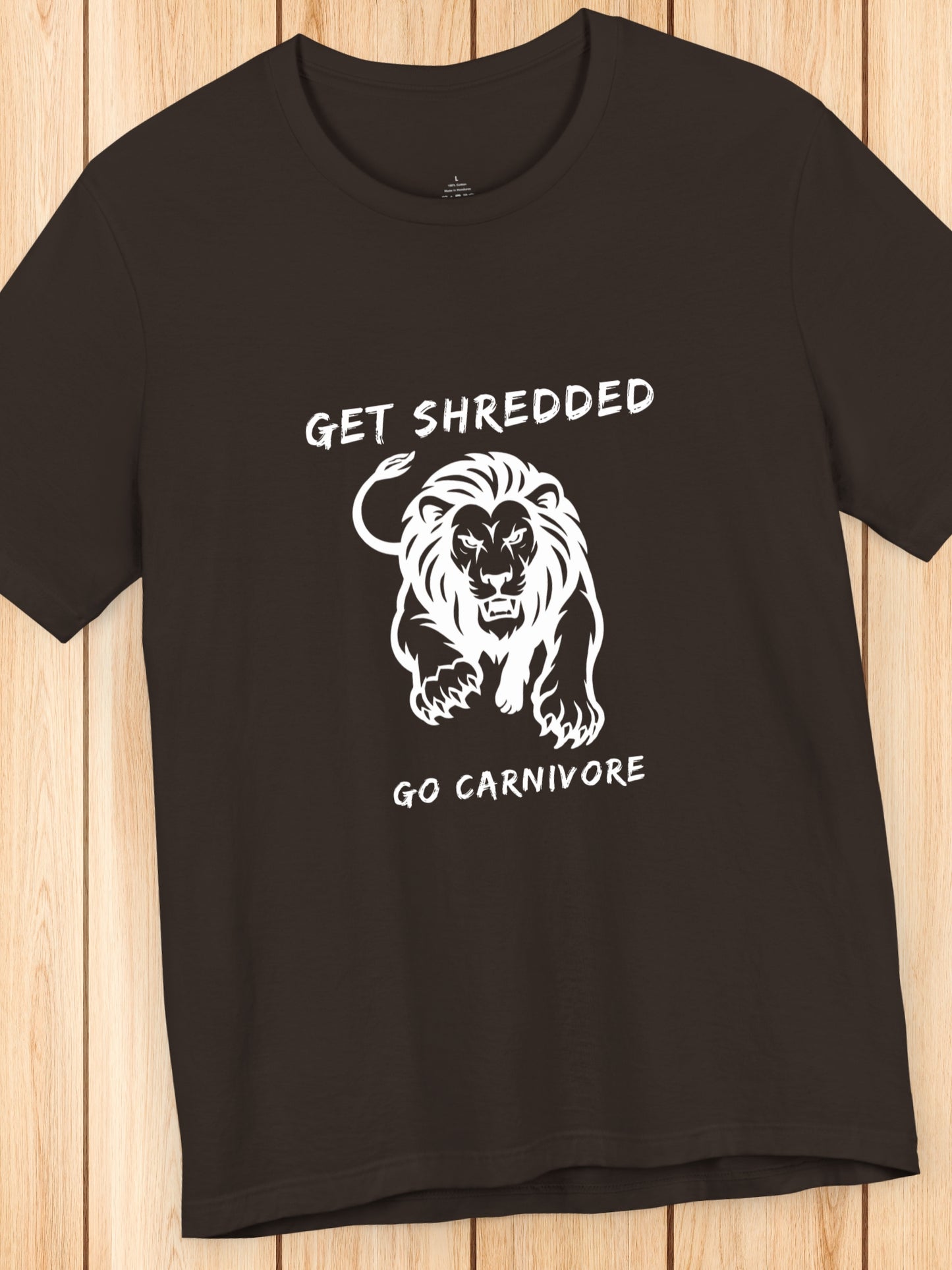 'Get Shredded, Go Carnivore' Lion Graphic Unisex T-Shirt, Carnivore Diet Apparel, Health and Wellness, Athletic Performance, Lion Diet