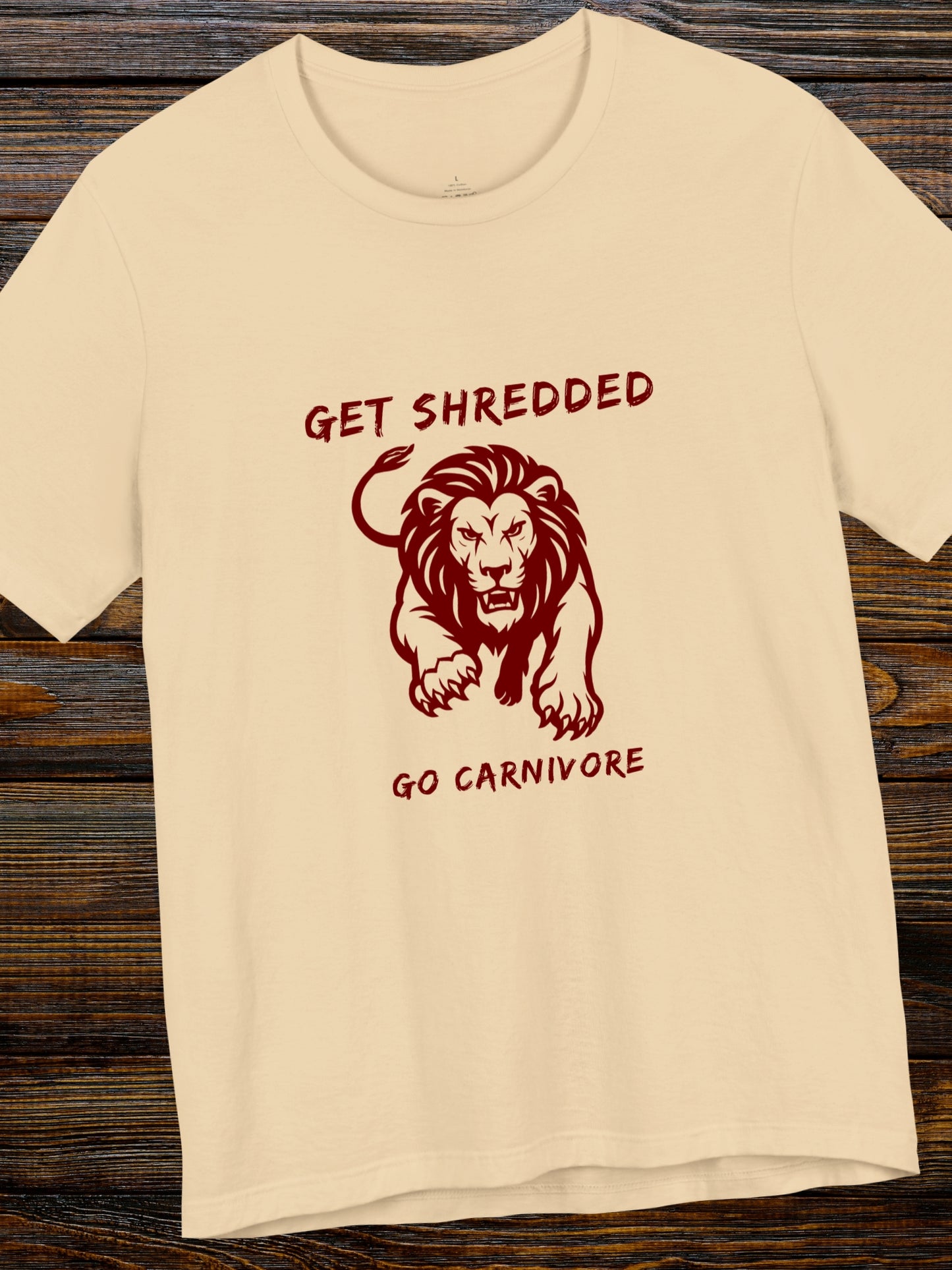 'Get Shredded, Go Carnivore' Lion Graphic Unisex T-Shirt, Carnivore Diet Apparel, Health and Wellness, Athletic Performance, Lion Diet