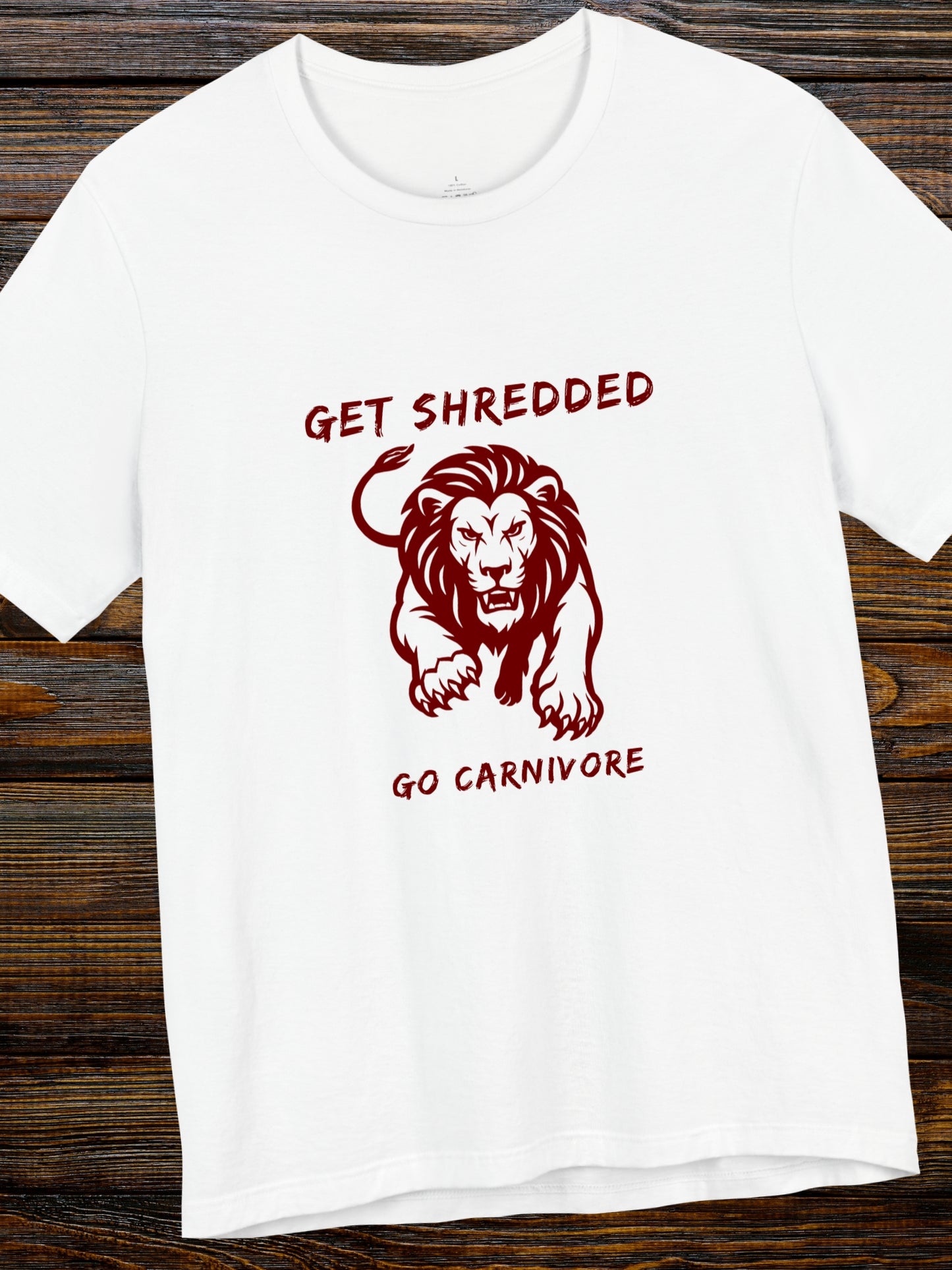 'Get Shredded, Go Carnivore' Lion Graphic Unisex T-Shirt, Carnivore Diet Apparel, Health and Wellness, Athletic Performance, Lion Diet
