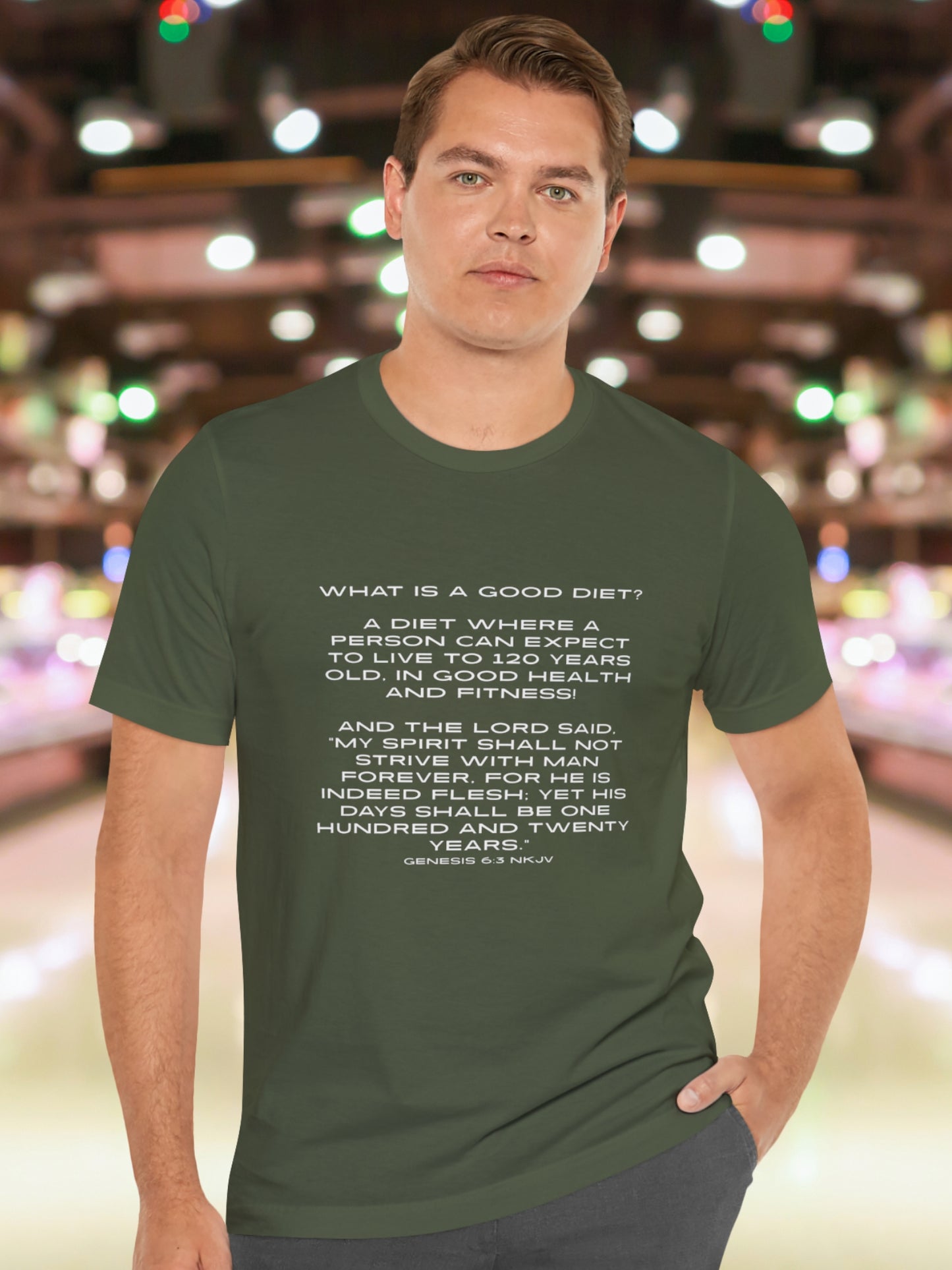 'What is a good diet?...' Unisex T-Shirt, Christian Apparel, Health and Wellness, Bible Verse