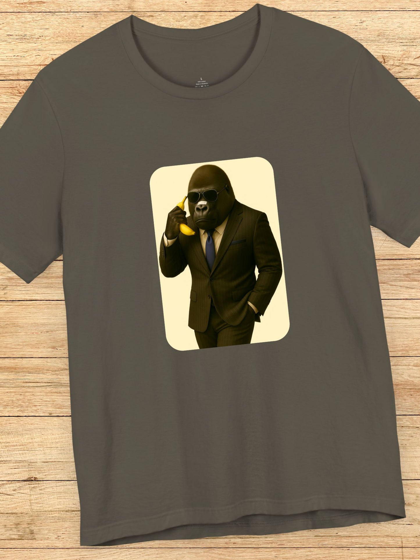 Gorilla Businessman on a Banana Phone Graphic Unisex T-Shirt, Gorilla Business