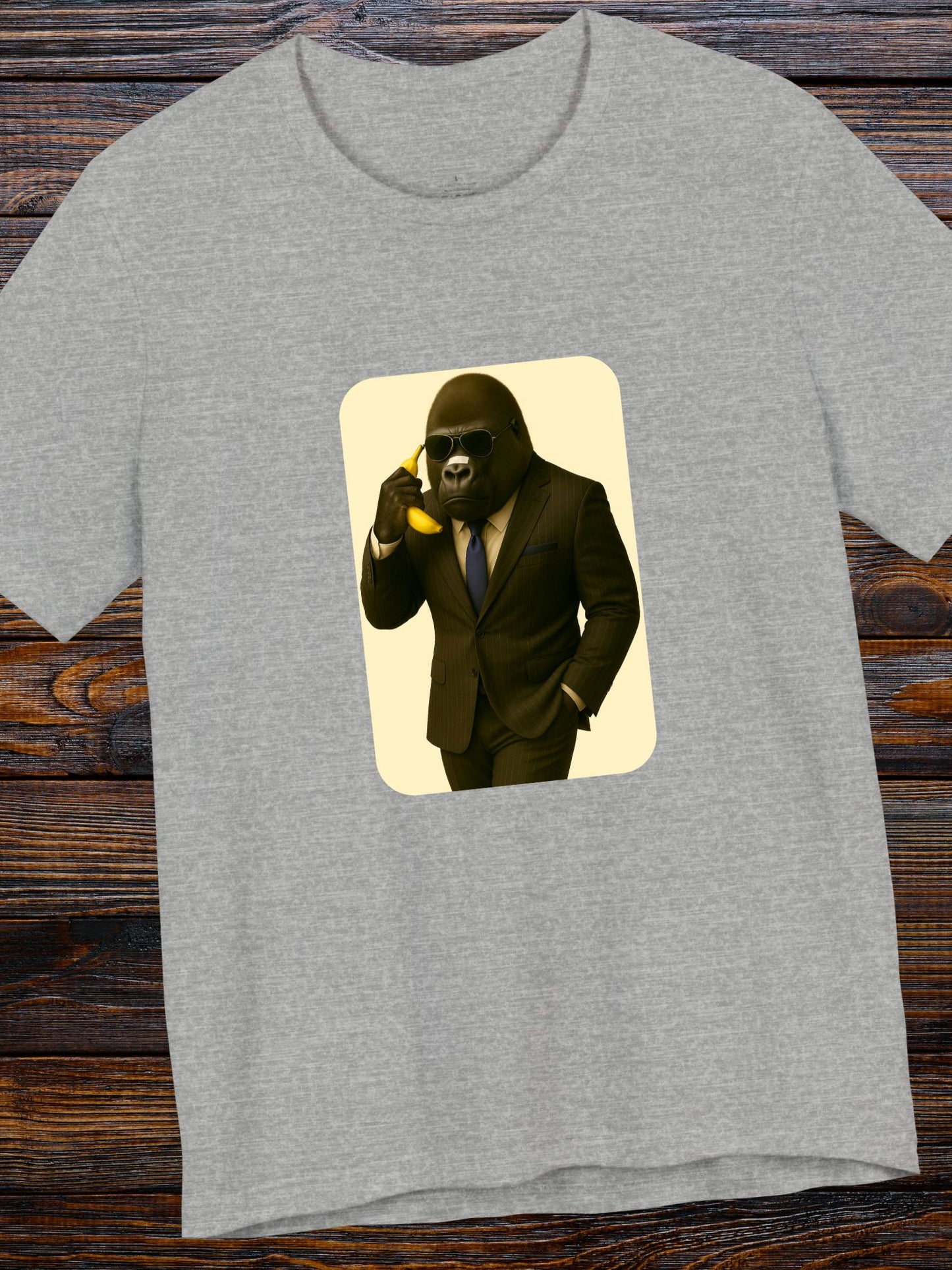 Gorilla Businessman on a Banana Phone Graphic Unisex T-Shirt, Gorilla Business