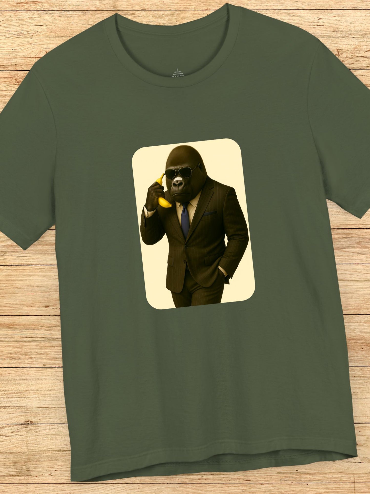 Gorilla Businessman on a Banana Phone Graphic Unisex T-Shirt, Gorilla Business