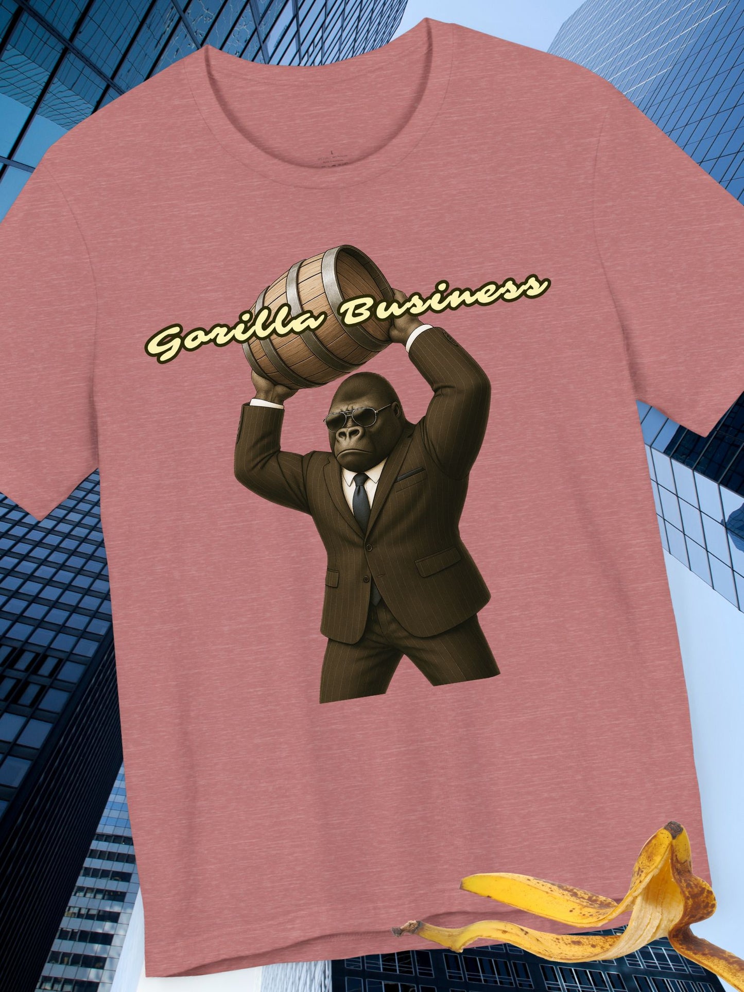 'Gorilla Business' with Graphic Unisex Cotton Tee - Shirt for Kong Lovers, Barrel Throwing Gorilla Tee