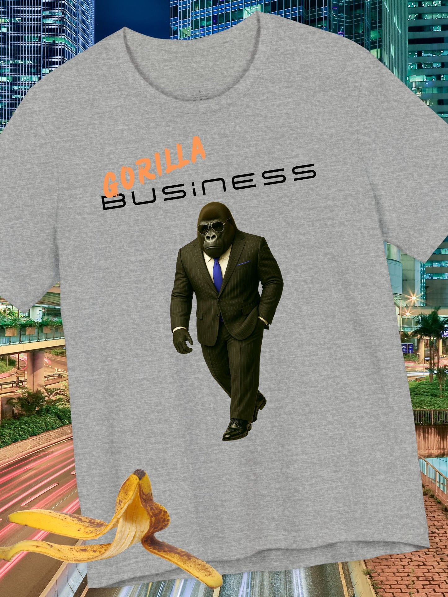 'Gorilla Business' with Graphic Unisex Cotton T-Shirt, Business Gorilla Tee