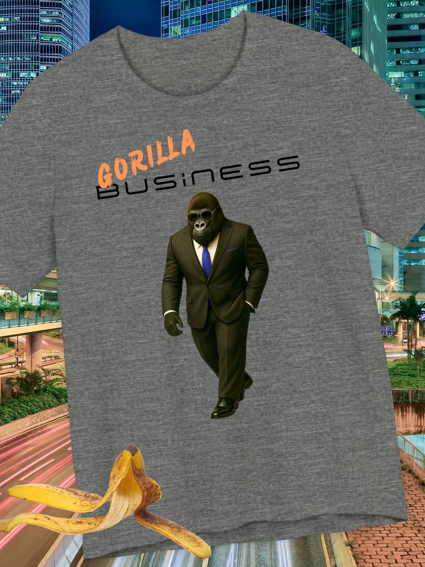 'Gorilla Business' with Graphic Unisex Cotton T-Shirt, Business Gorilla Tee