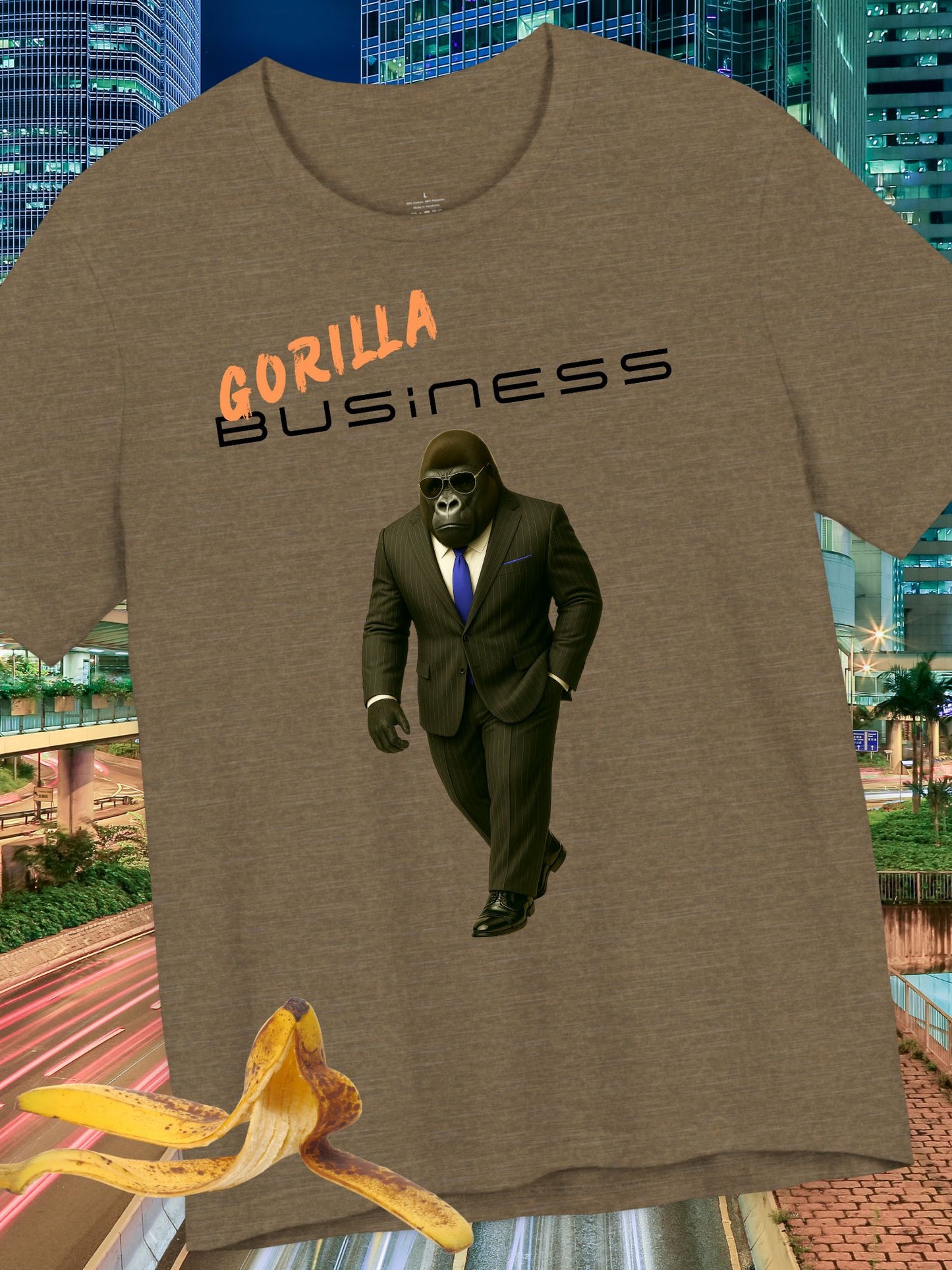'Gorilla Business' with Graphic Unisex Cotton T-Shirt, Business Gorilla Tee