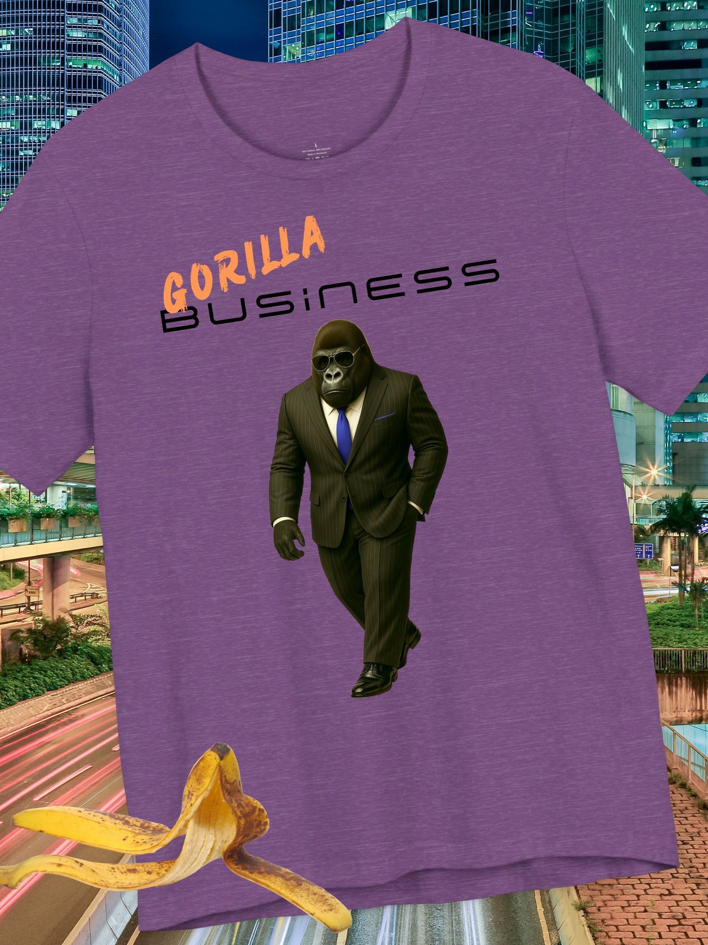 'Gorilla Business' with Graphic Unisex Cotton T-Shirt, Business Gorilla Tee