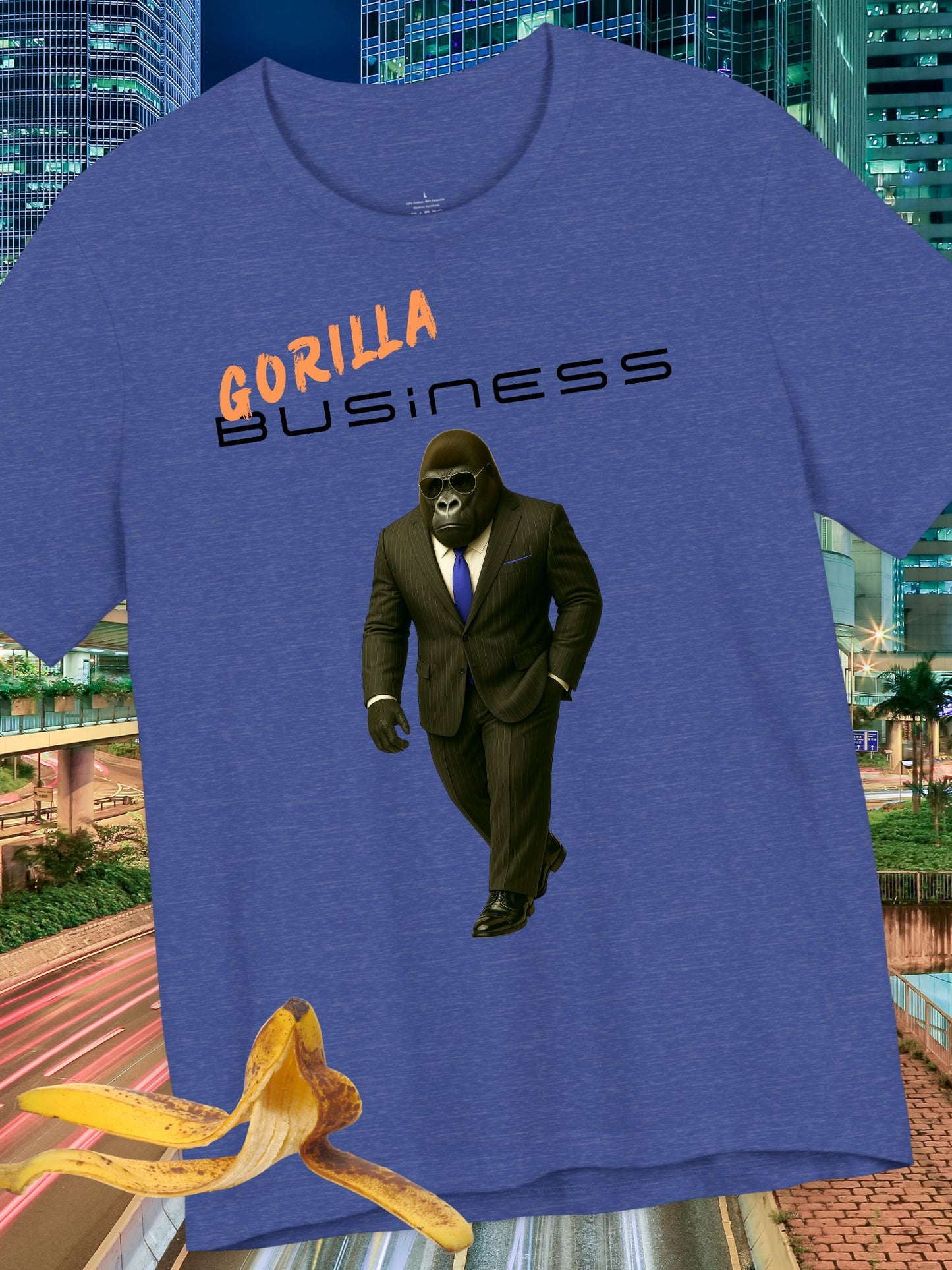 'Gorilla Business' with Graphic Unisex Cotton T-Shirt, Business Gorilla Tee