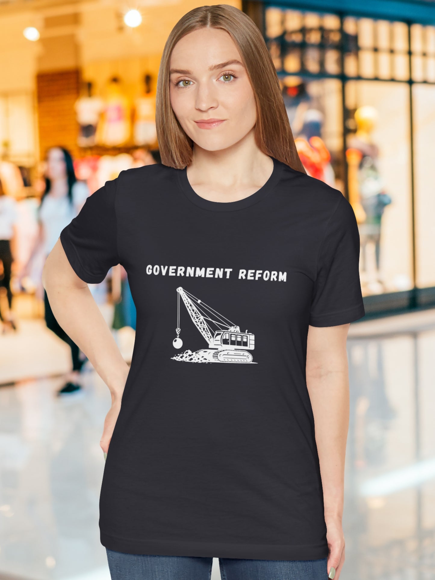 'Government Reform' Wrecking Ball Machine Graphic Unisex T-Shirt, Political Tee, Humorous