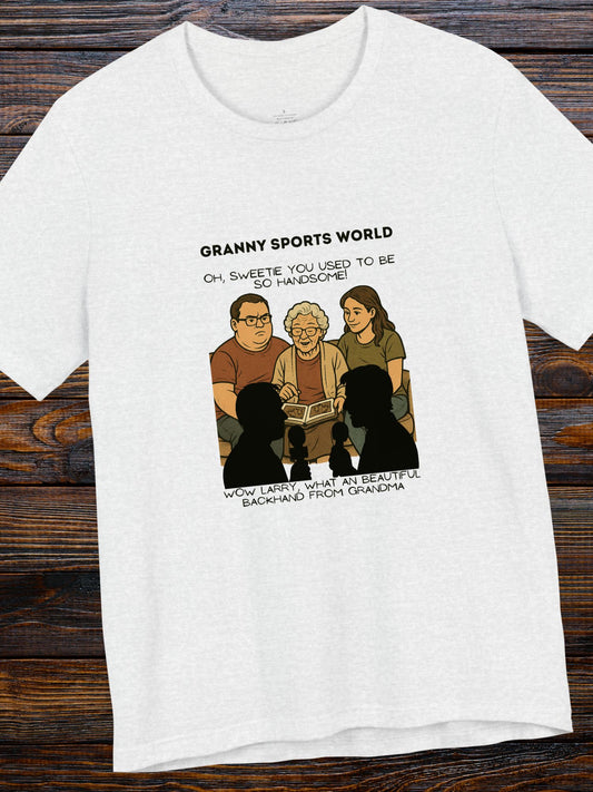 Granny Sports World Unisex Graphic T-Shirt, Gift for Grandparents, Family Reunion Shirt