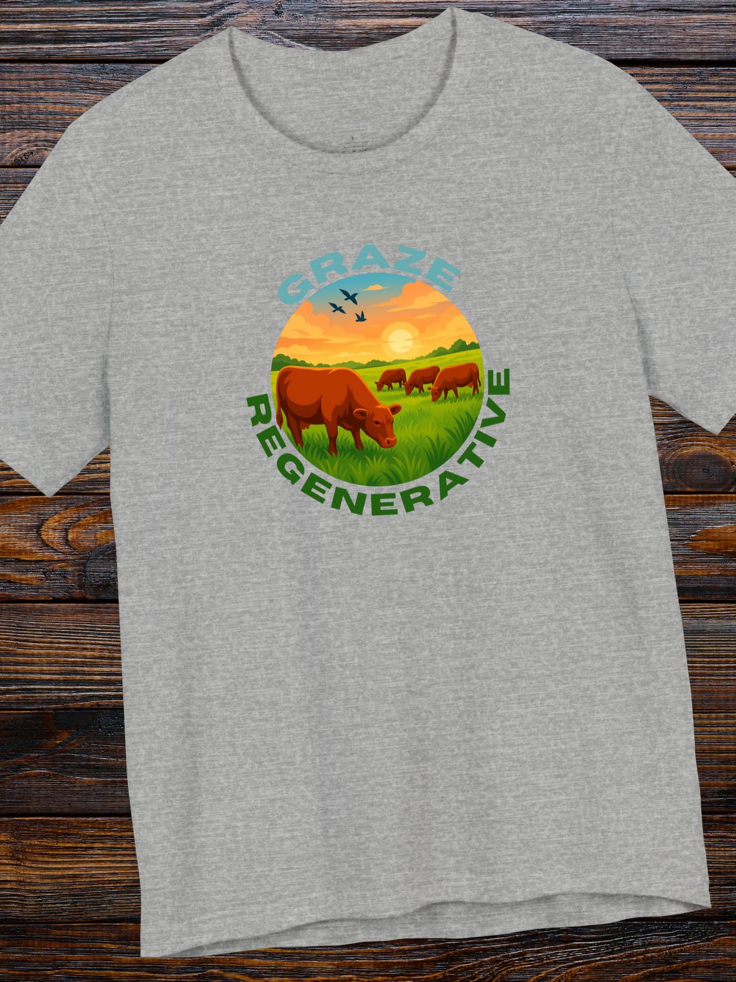 'Graze Regenerative' Cattle Grazing Graphic Unisex T-Shirt, Regenerative Agriculture, Environmental and Animal Welfare Tee, Farming Ranching Apparel
