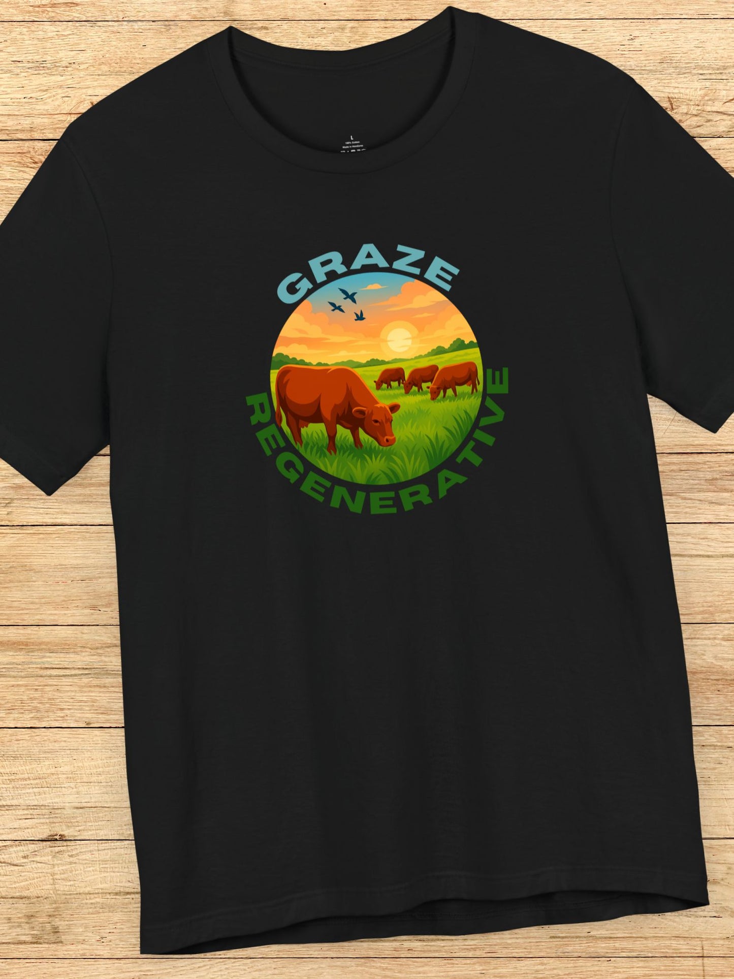 'Graze Regenerative' Cattle Grazing Graphic Unisex T-Shirt, Regenerative Agriculture, Environmental and Animal Welfare Tee, Farming Ranching Apparel