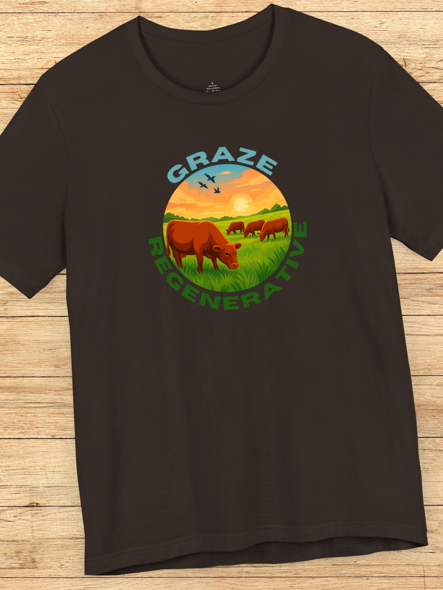 'Graze Regenerative' Cattle Grazing Graphic Unisex T-Shirt, Regenerative Agriculture, Environmental and Animal Welfare Tee, Farming Ranching Apparel