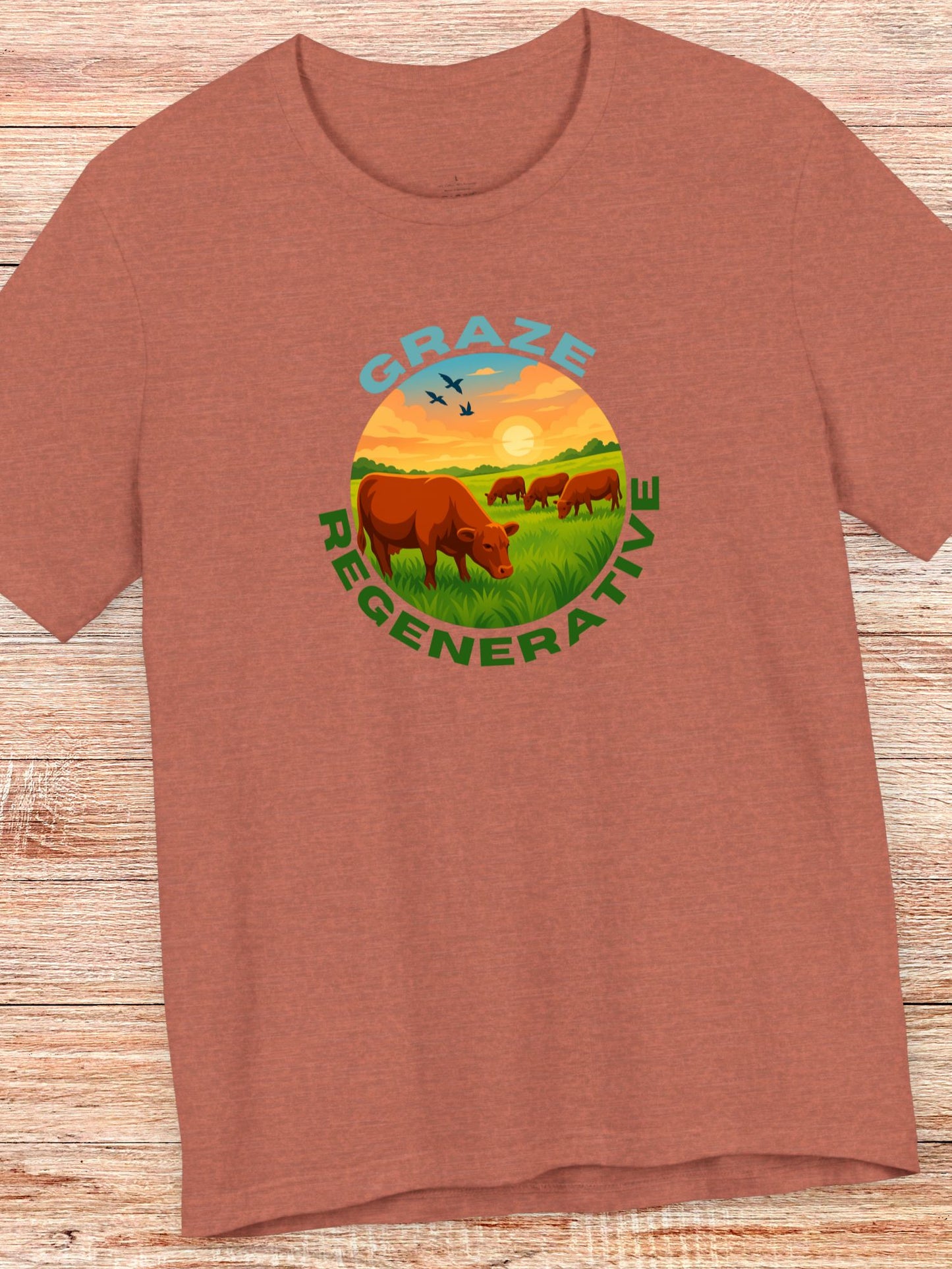 'Graze Regenerative' Cattle Grazing Graphic Unisex T-Shirt, Regenerative Agriculture, Environmental and Animal Welfare Tee, Farming Ranching Apparel