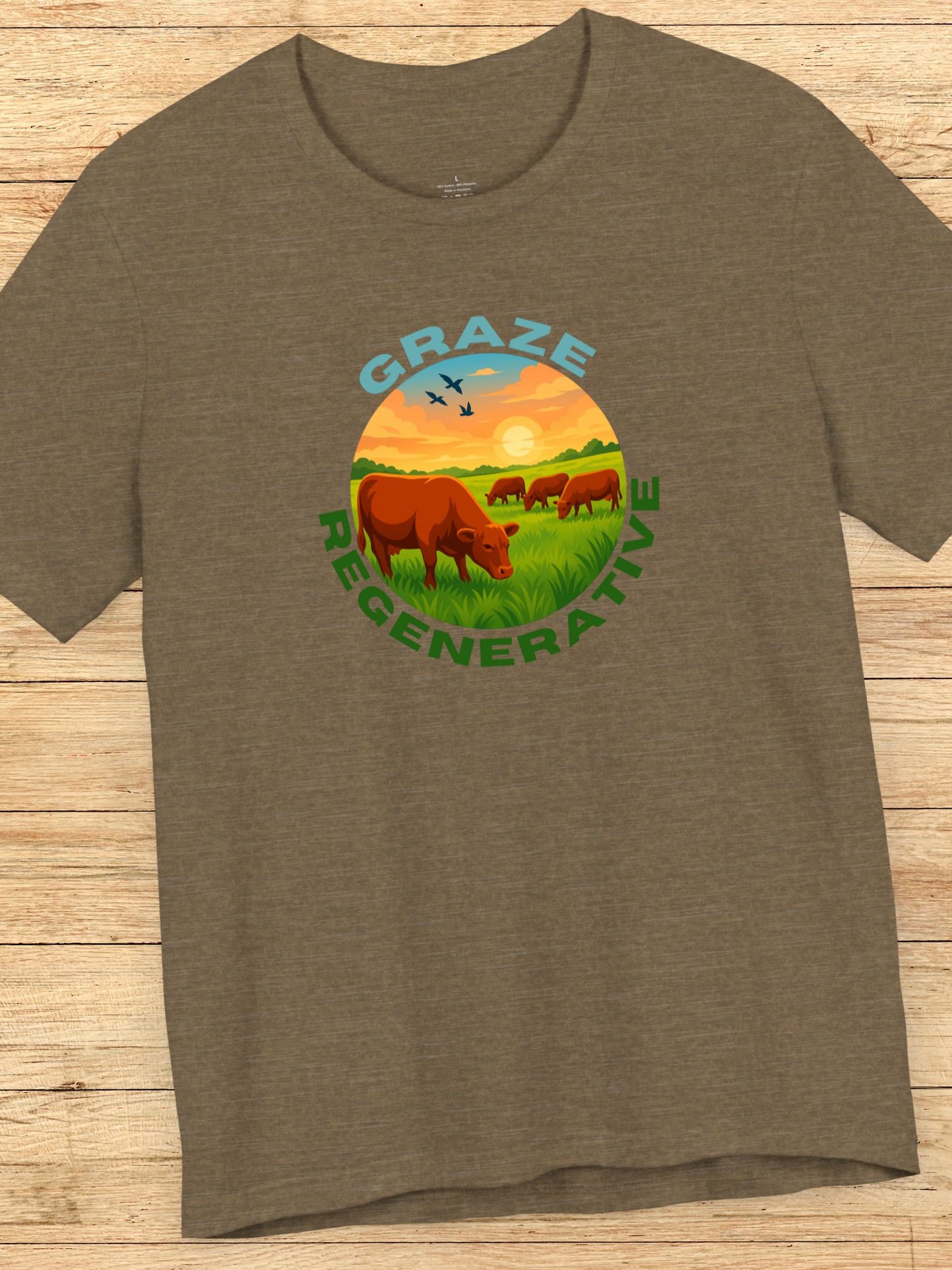 'Graze Regenerative' Cattle Grazing Graphic Unisex T-Shirt, Regenerative Agriculture, Environmental and Animal Welfare Tee, Farming Ranching Apparel