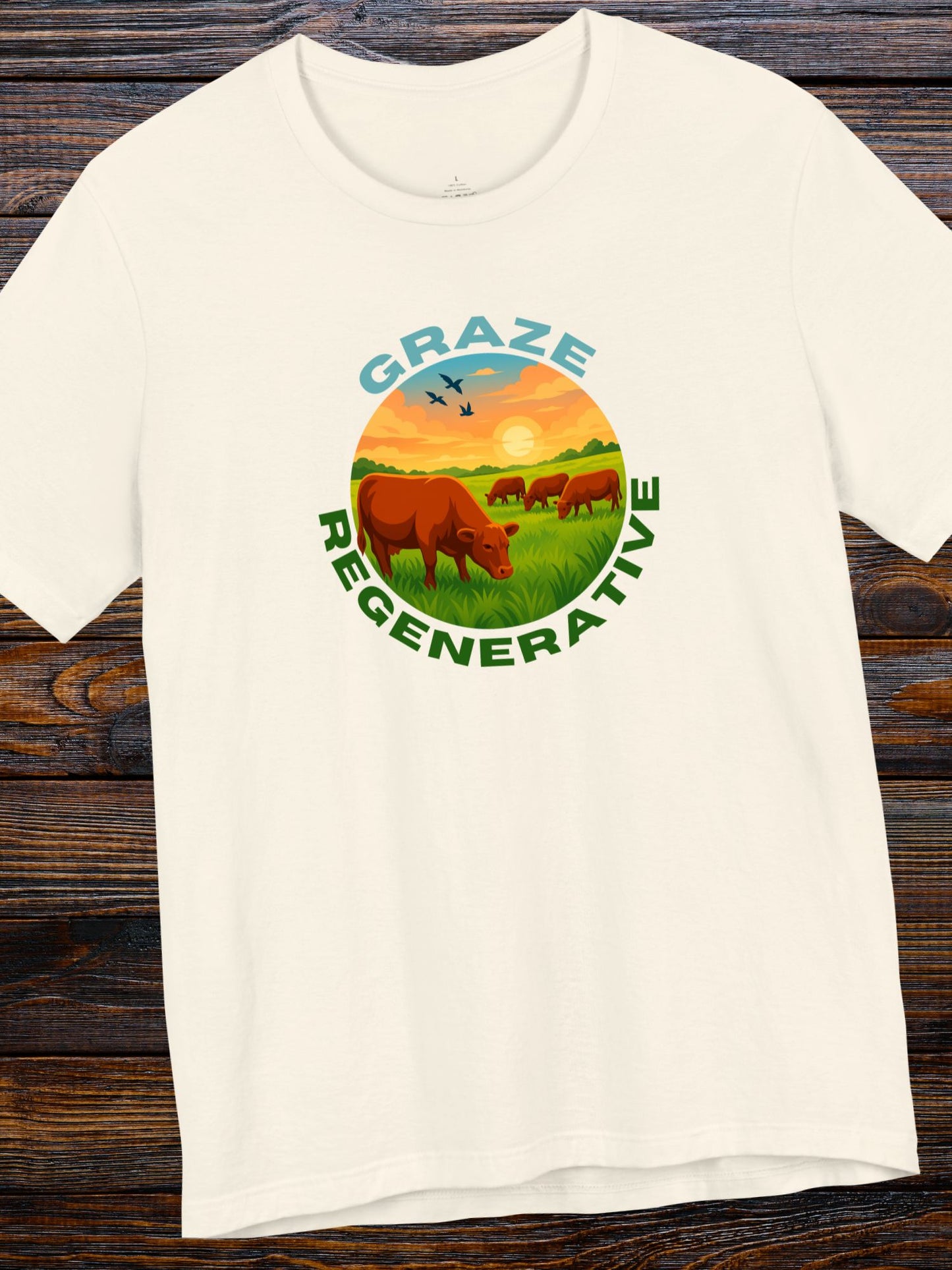 'Graze Regenerative' Cattle Grazing Graphic Unisex T-Shirt, Regenerative Agriculture, Environmental and Animal Welfare Tee, Farming Ranching Apparel