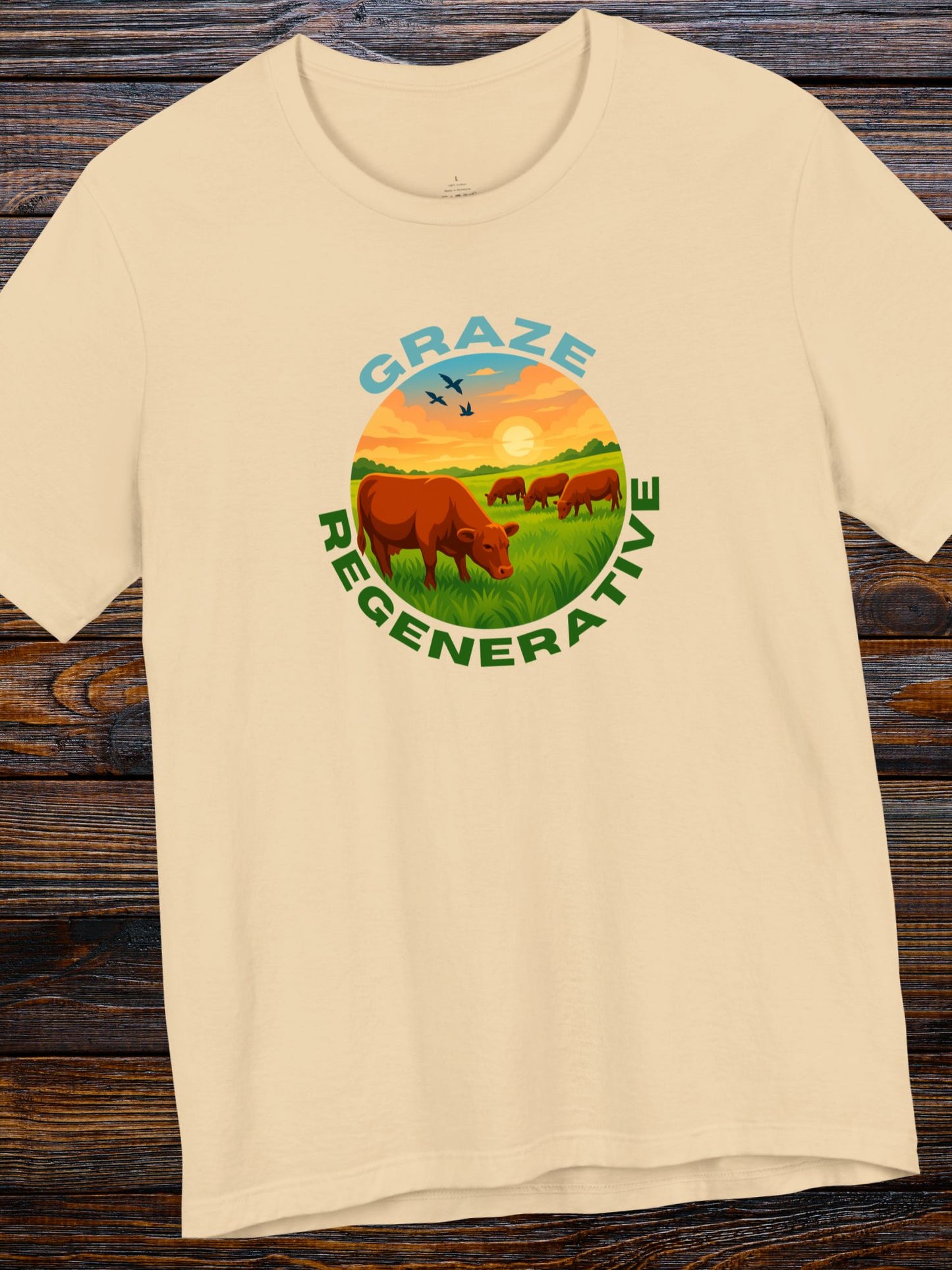 'Graze Regenerative' Cattle Grazing Graphic Unisex T-Shirt, Regenerative Agriculture, Environmental and Animal Welfare Tee, Farming Ranching Apparel