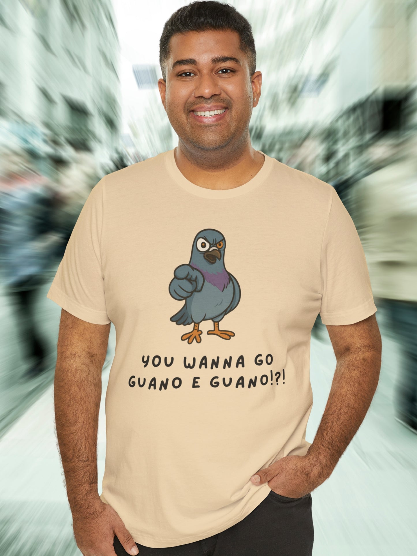 'You Wanna Go Guano E Guano!?!' Disturbed Pigeon Graphic Unisex T-Shirt, Gift for Bird Lovers, Bird Humor Tee