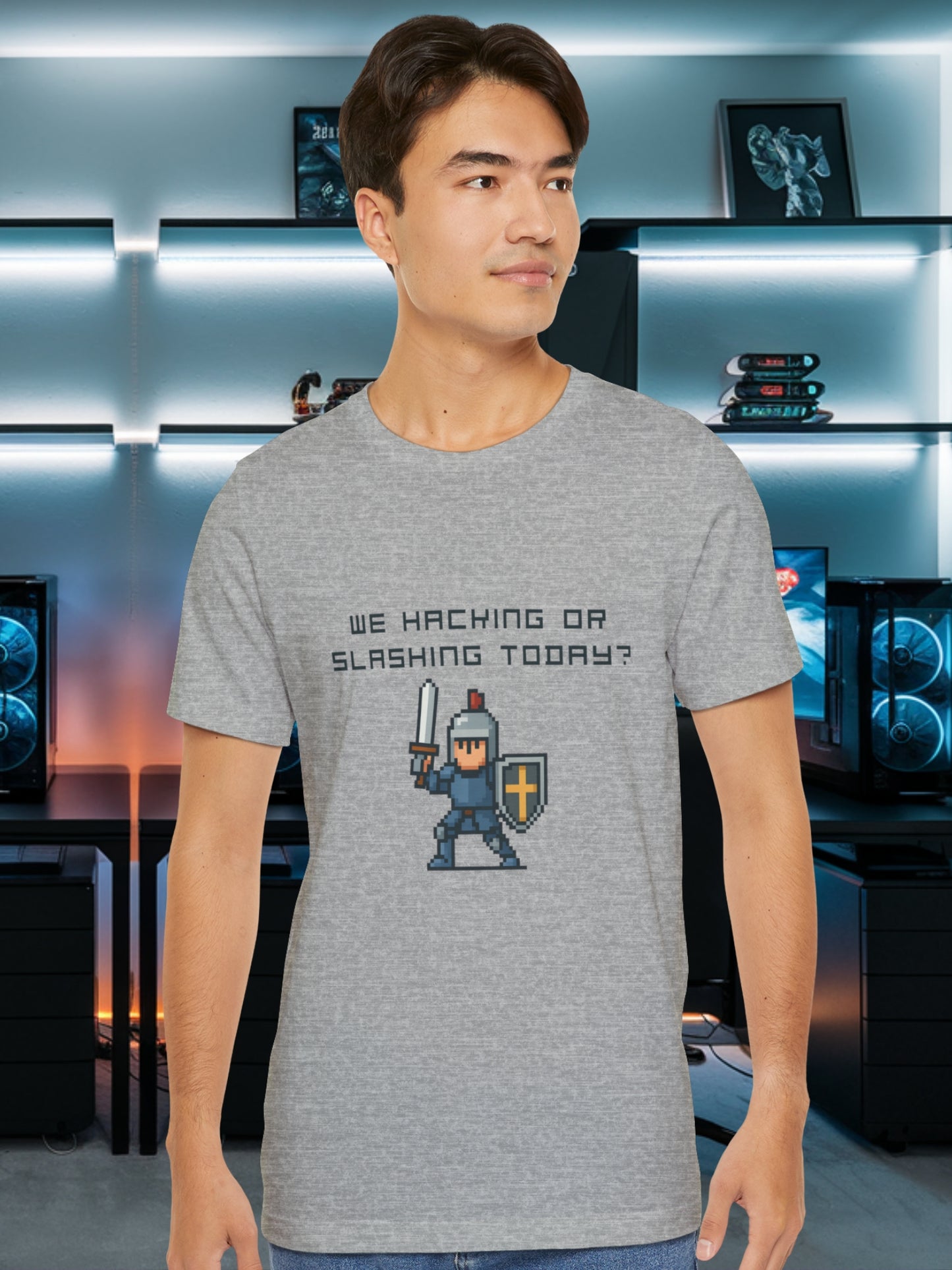 'We Hacking or Slashing today?' Gaming Humor Short Sleeve Tee, Geek Shirt, Casual Wear, Gift for Gamers, Fun T-Shirt