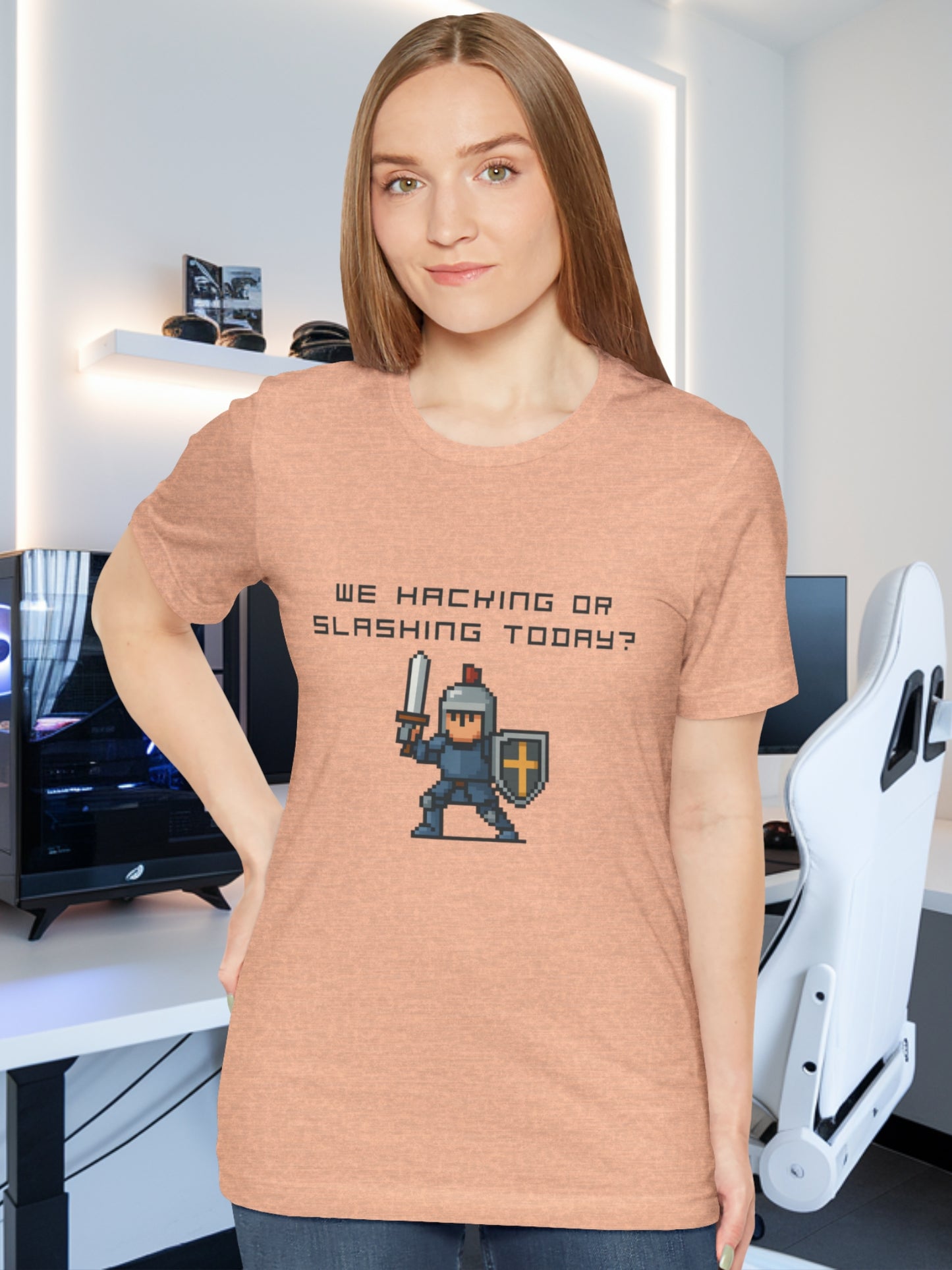 'We Hacking or Slashing today?' Gaming Humor Short Sleeve Tee, Geek Shirt, Casual Wear, Gift for Gamers, Fun T-Shirt